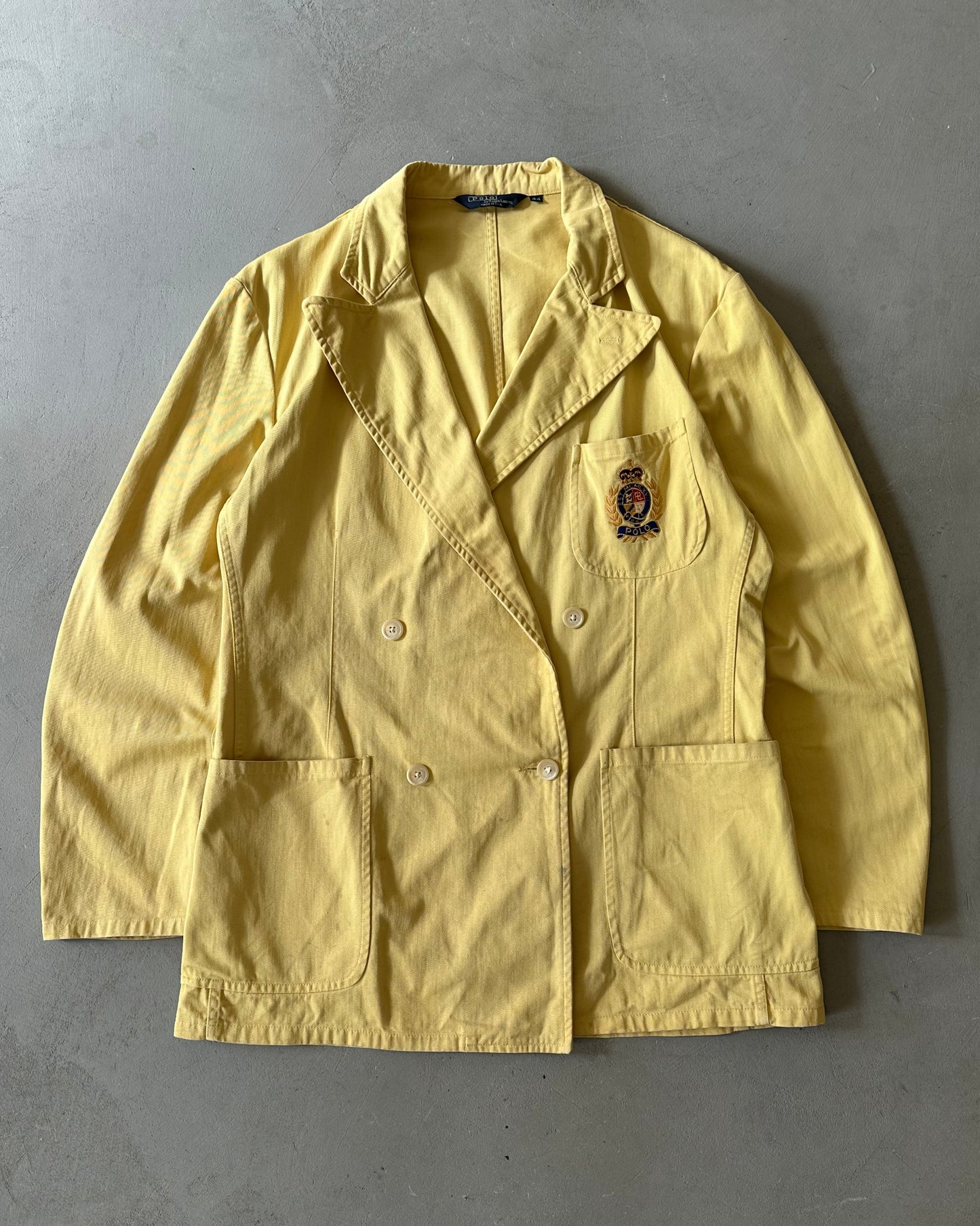 1980s - Yellow Polo RL Double Breasted Blazer - 44