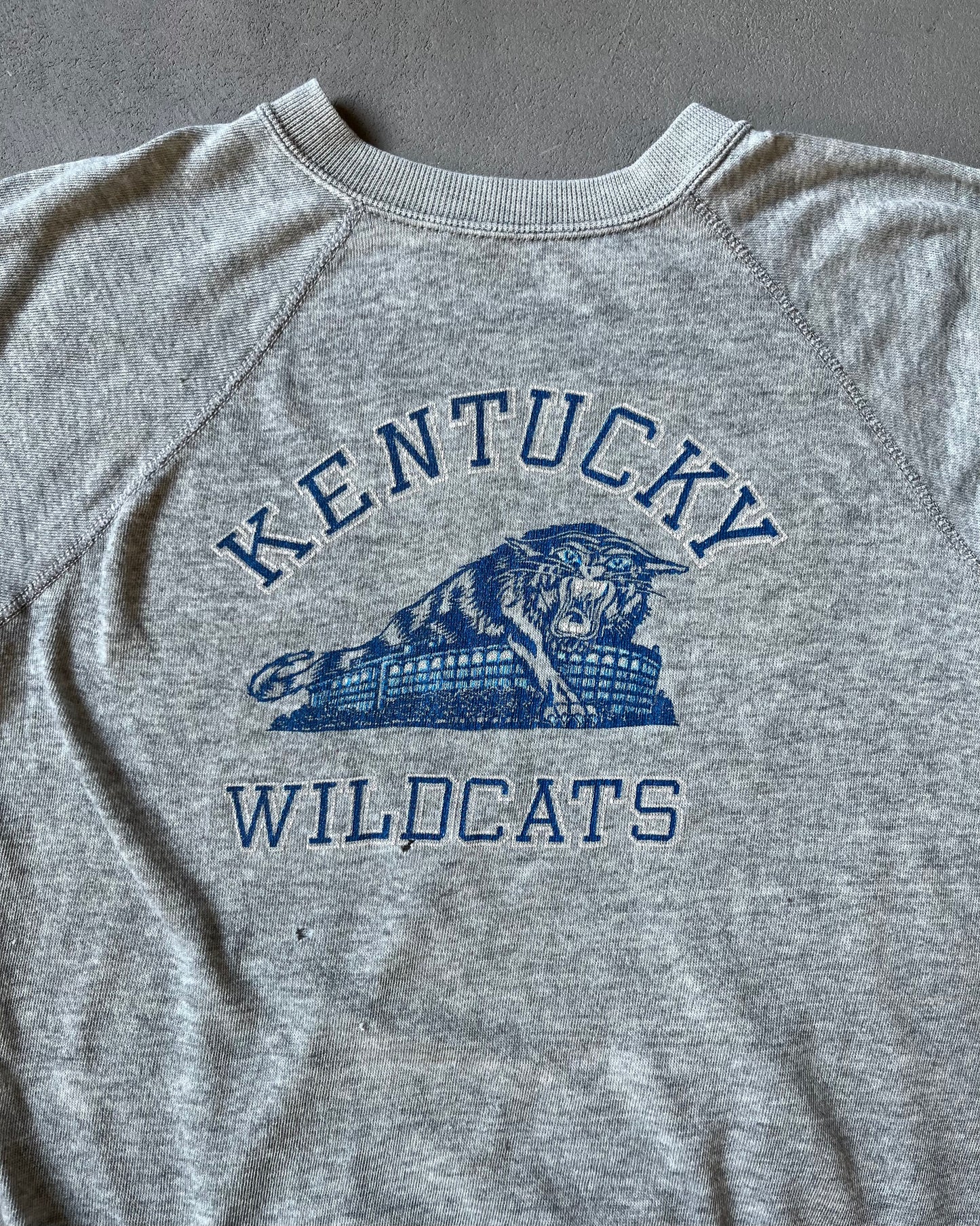 1980s - Distressed Grey Kentucky Wildcats Light Crewneck - XS