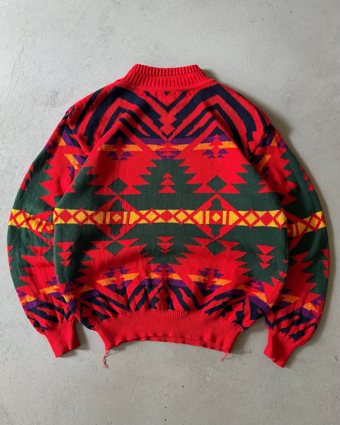1990s - Red UCOB Aztec Sweater - S
