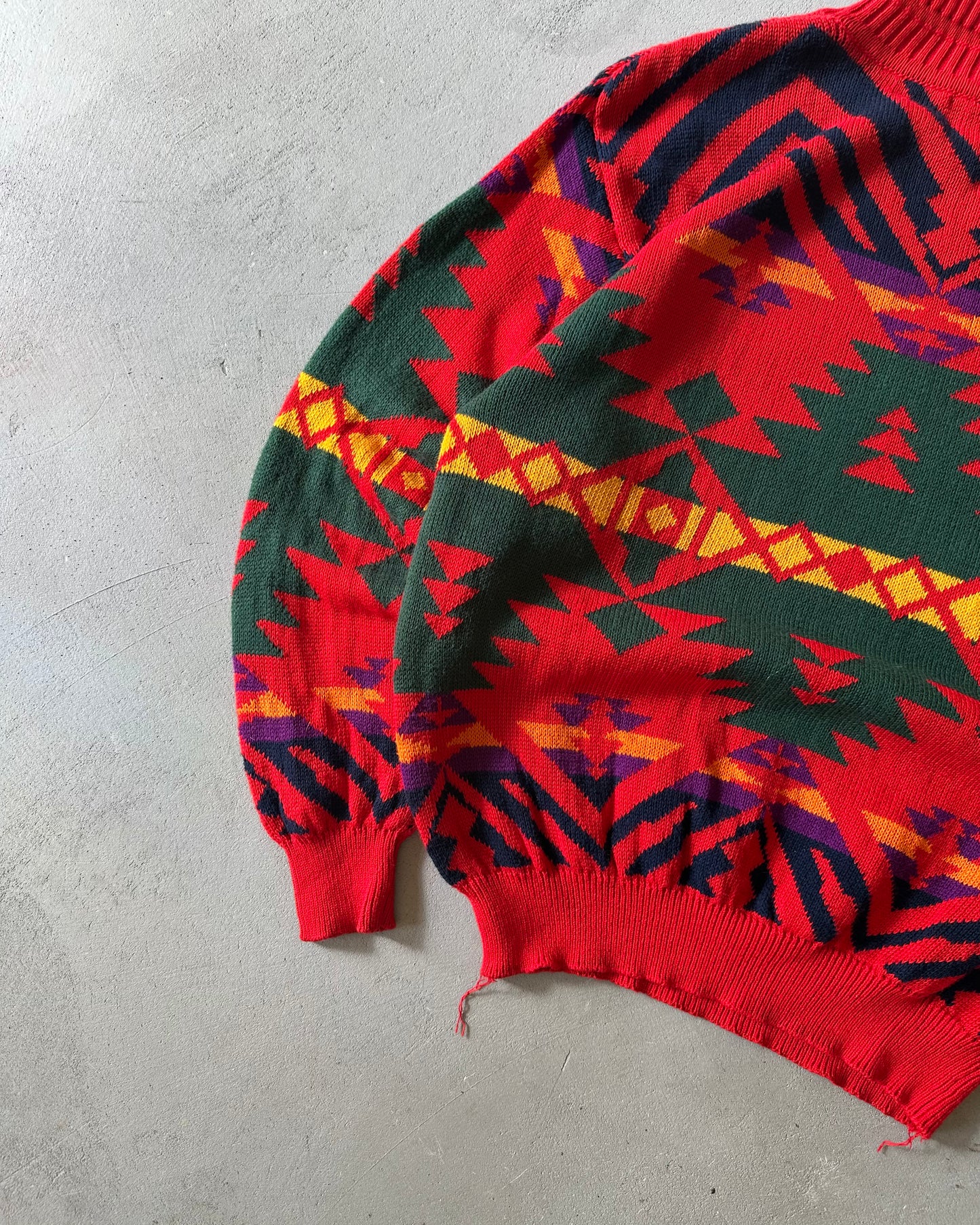 1990s - Red UCOB Aztec Sweater - S