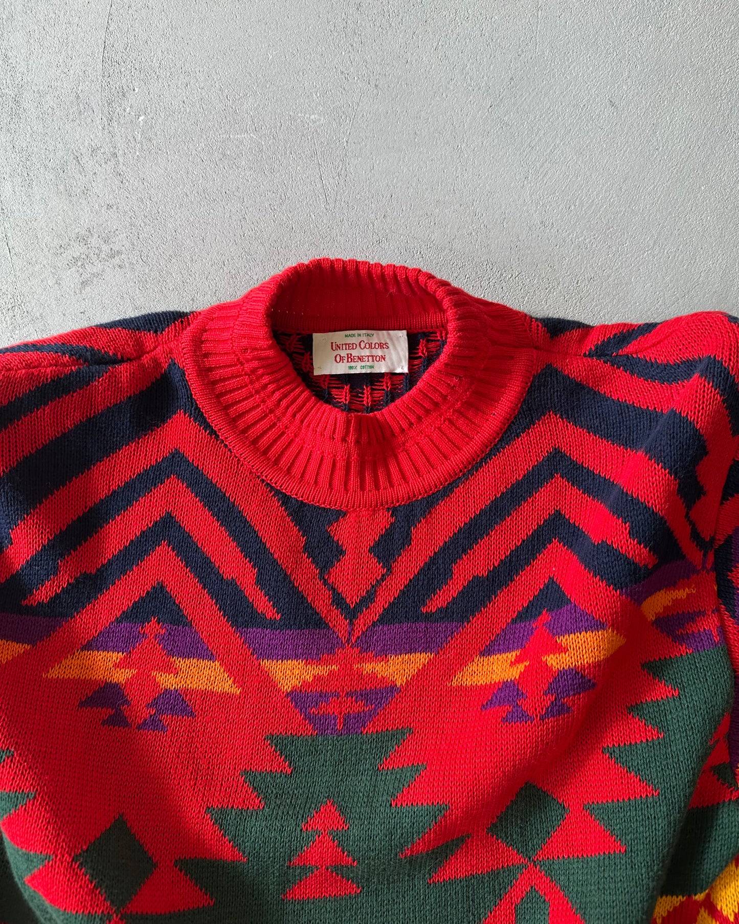 1990s - Red UCOB Aztec Sweater - S
