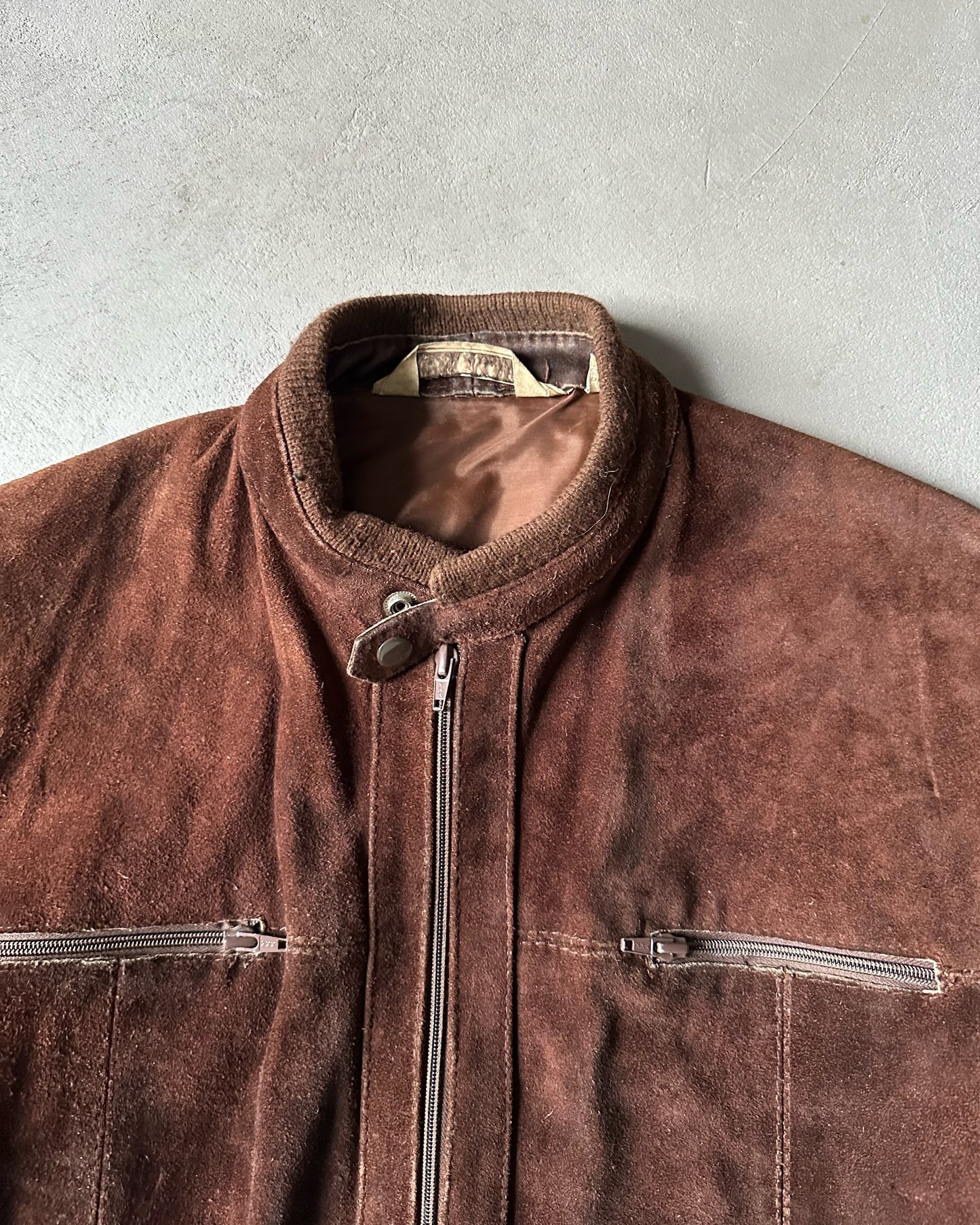 1980s - Brown Suede Knit Jacket - L