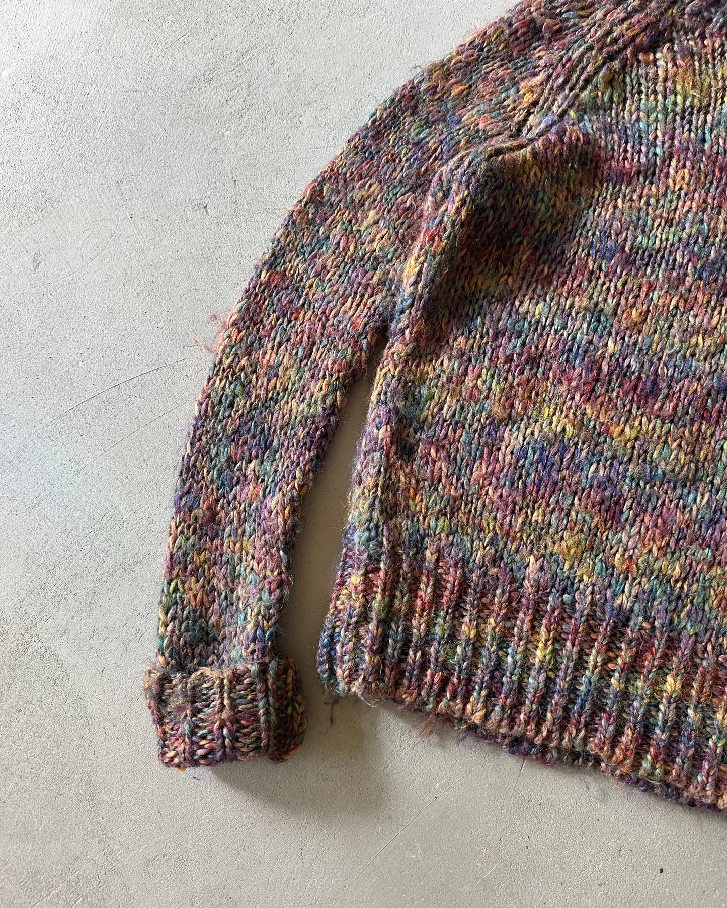1990s - Purple/Green Turtleneck Women's Sweater - (W)S
