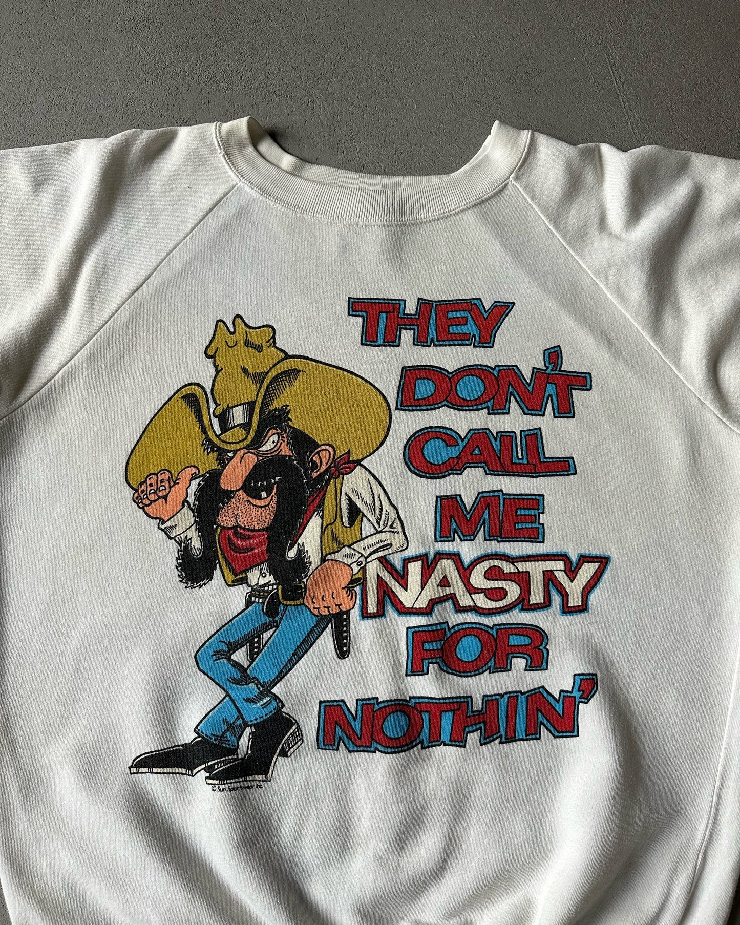 1980s - White "Nasty" Crewneck - M