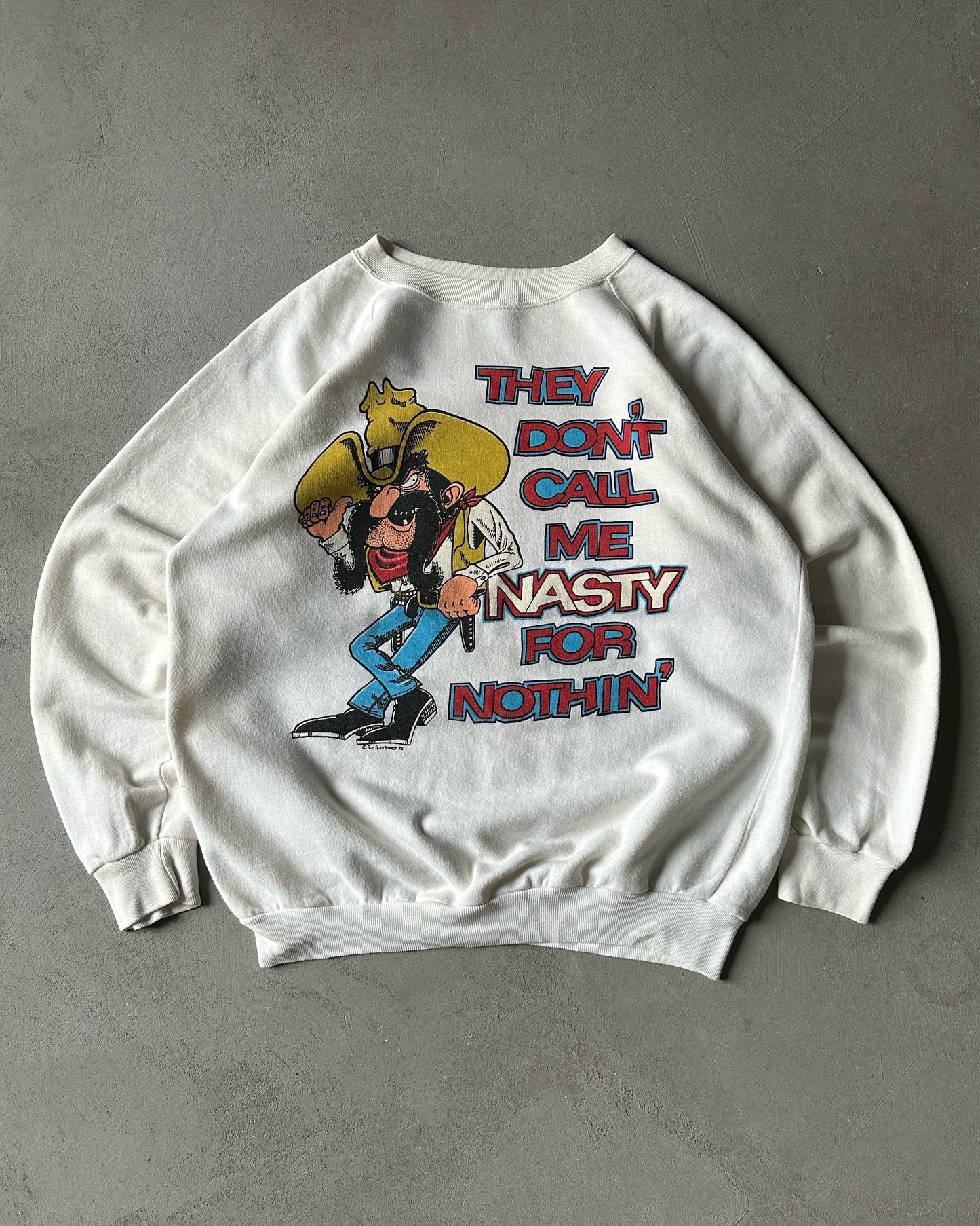 1980s - White "Nasty" Crewneck - M