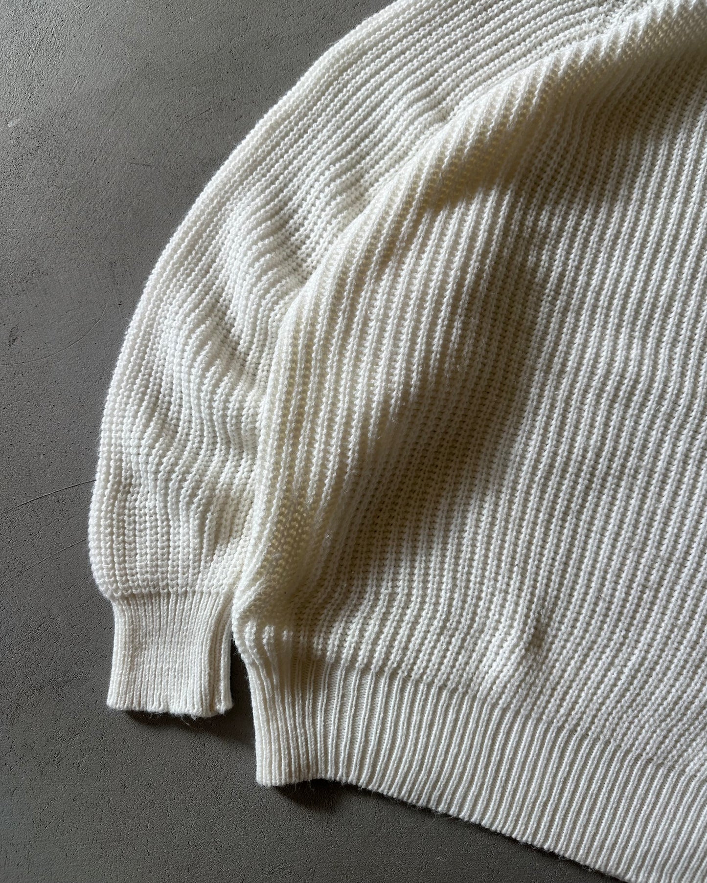 1990s - White Ribbed Sweater - L