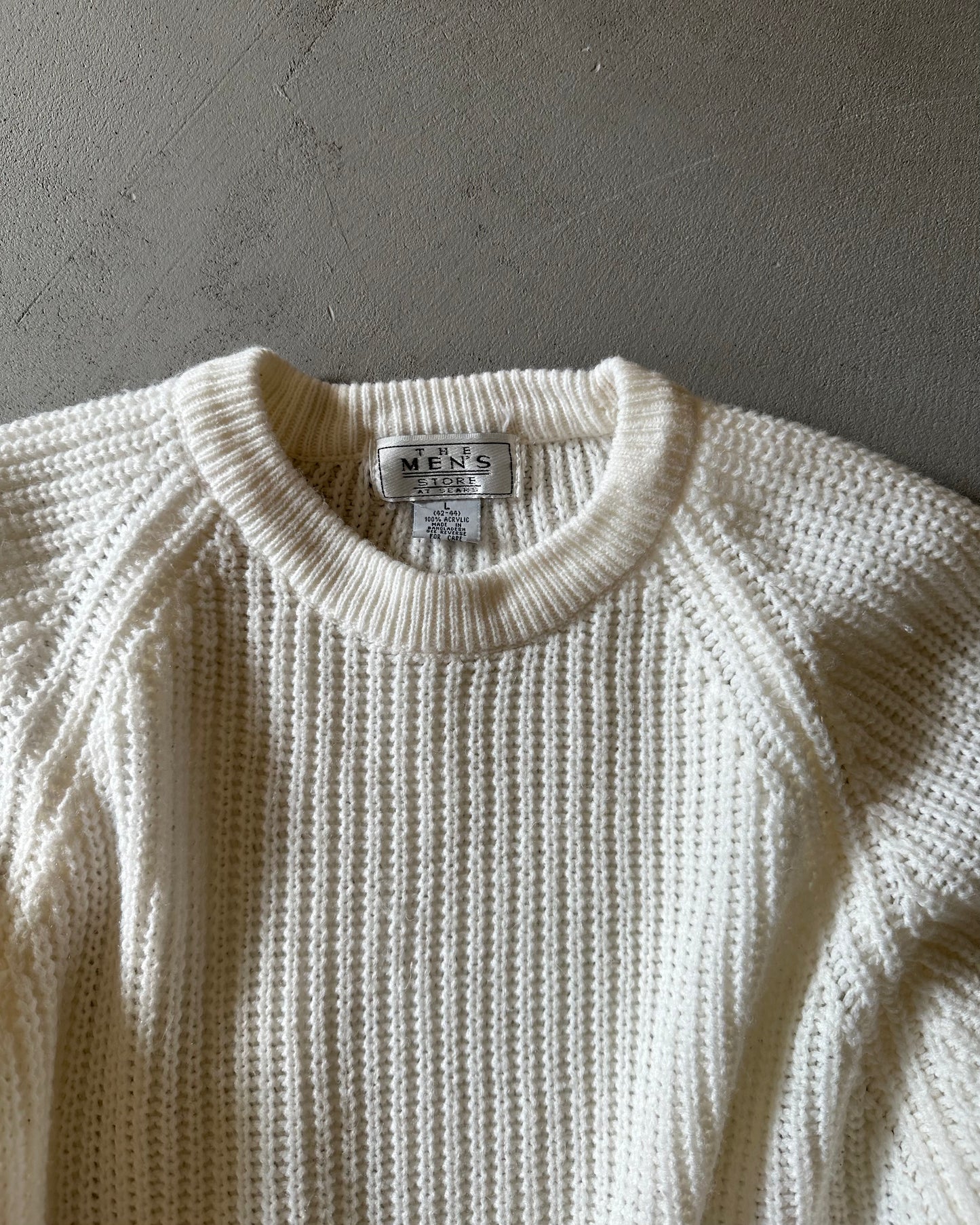 1990s - White Ribbed Sweater - L
