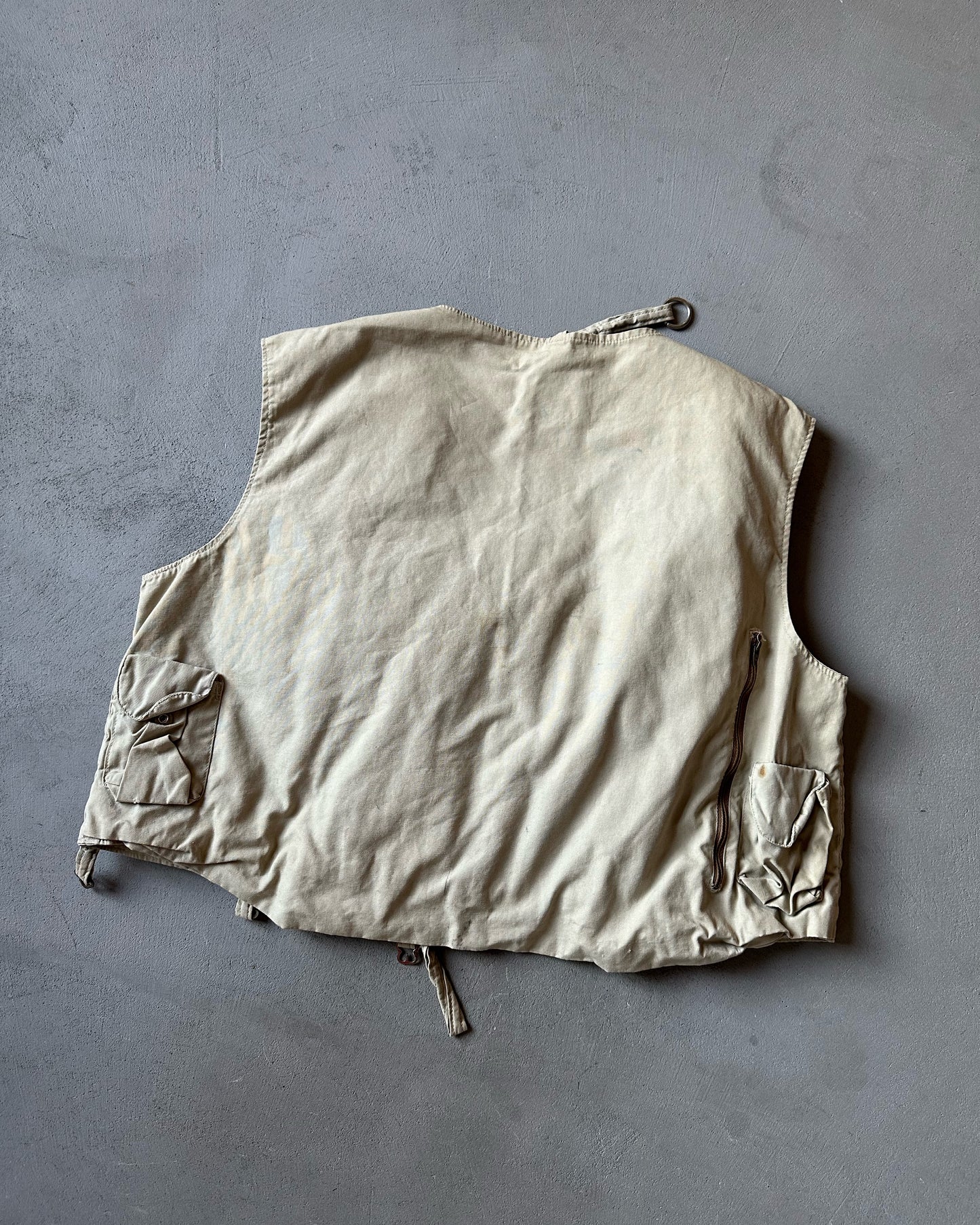 Années 70 - Gilet de chasse court crème vieilli - M