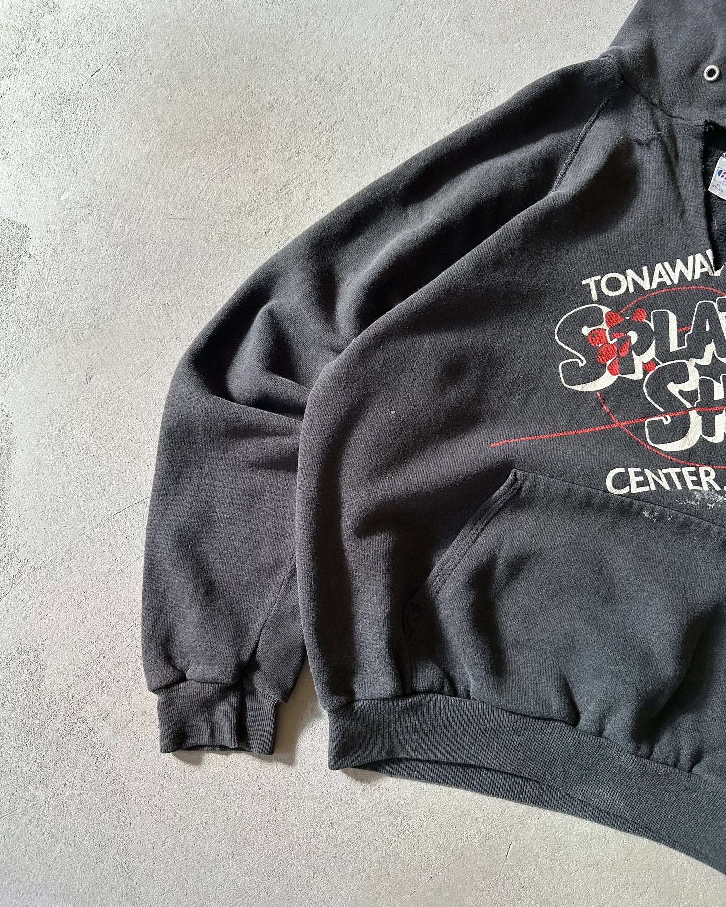 1980s - Distressed Black Splat Shot Hoodie - M