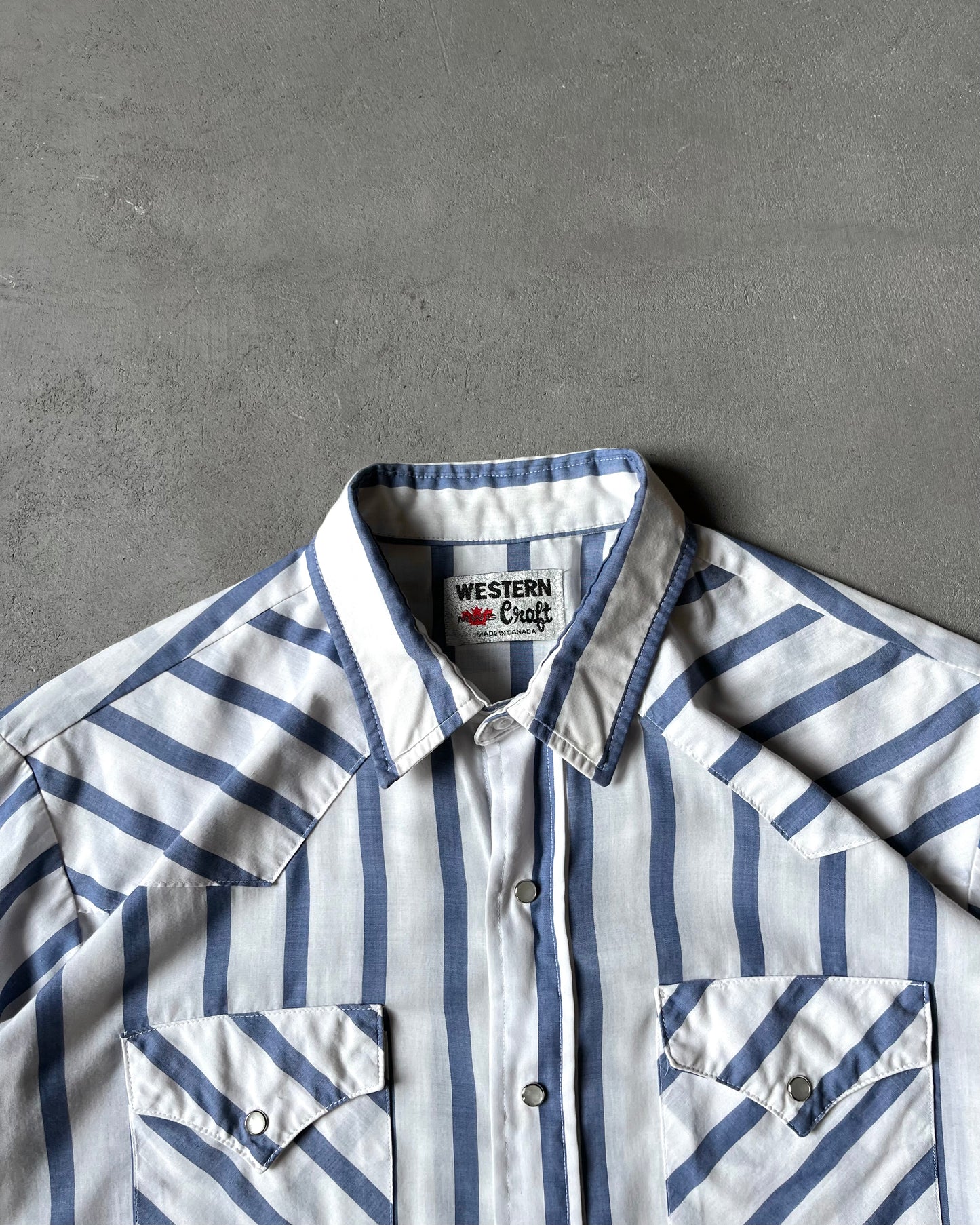 Années 90 - Chemise Western Rayée Blanc/Bleu - XL