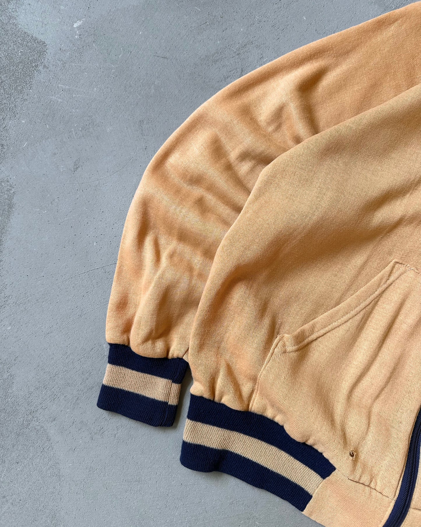 1970s - Distressed Peach/Navy Track Zip Up - M