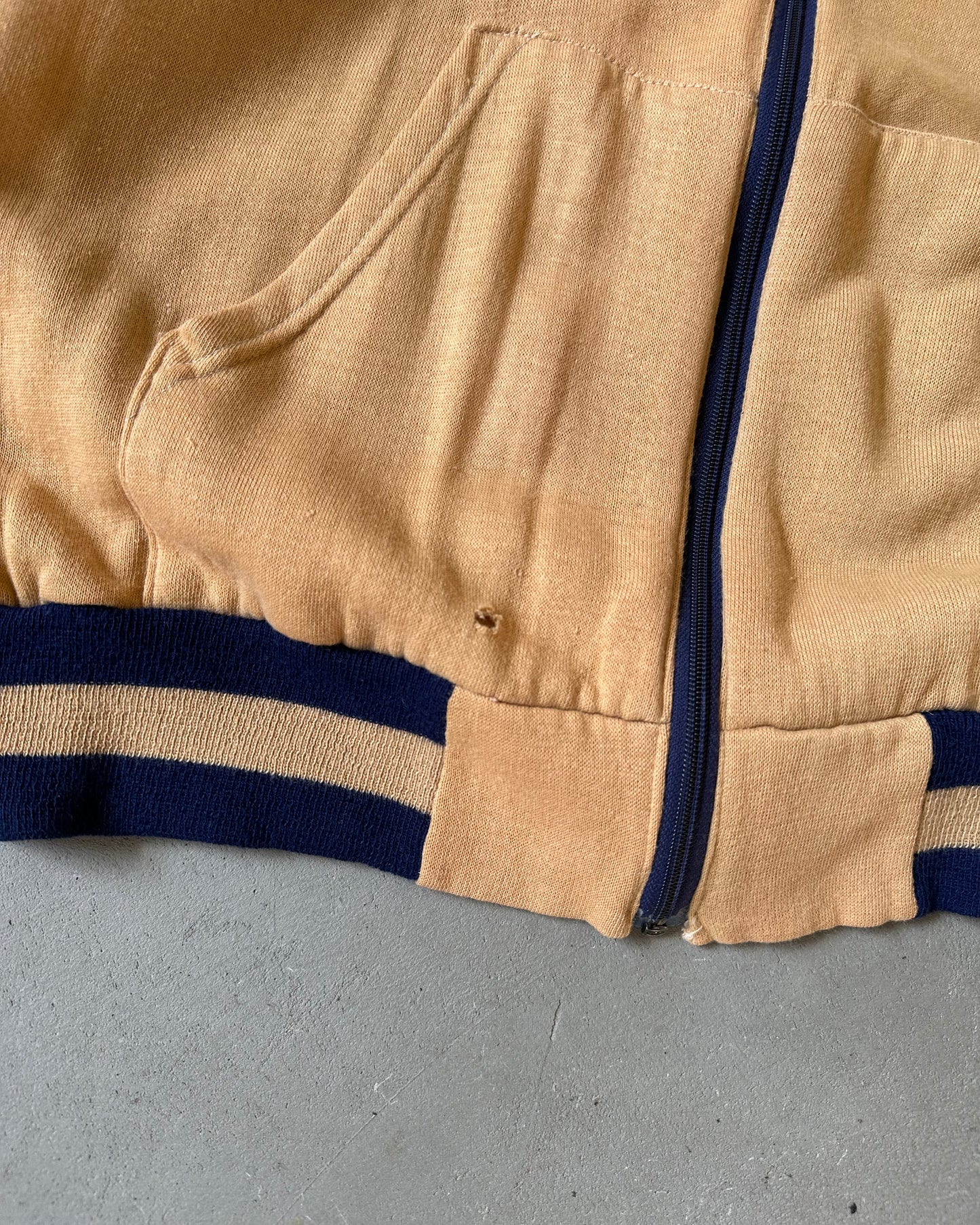 1970s - Distressed Peach/Navy Track Zip Up - M