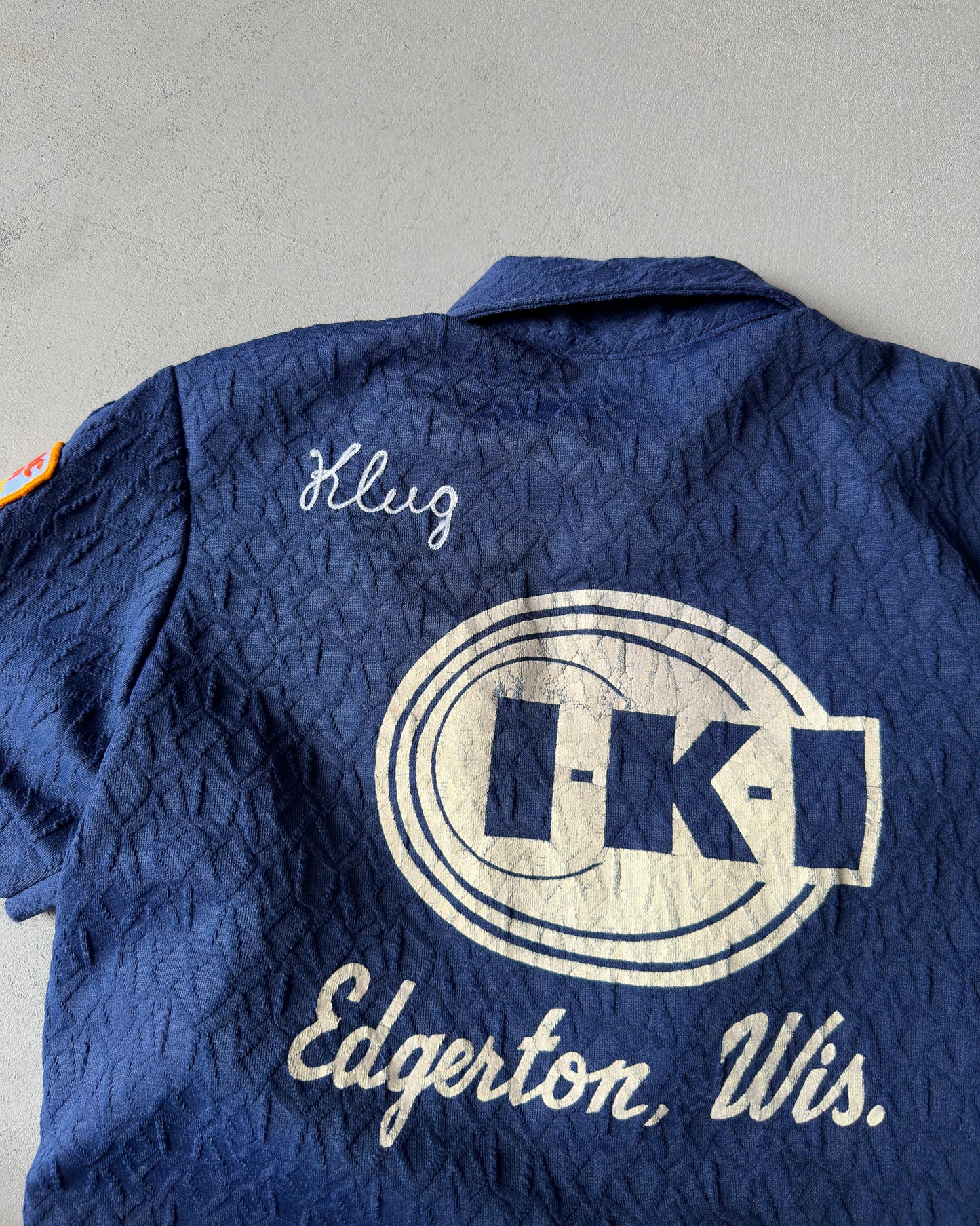 1970s - Navy/White Women's Bowling Knit Polo - 38