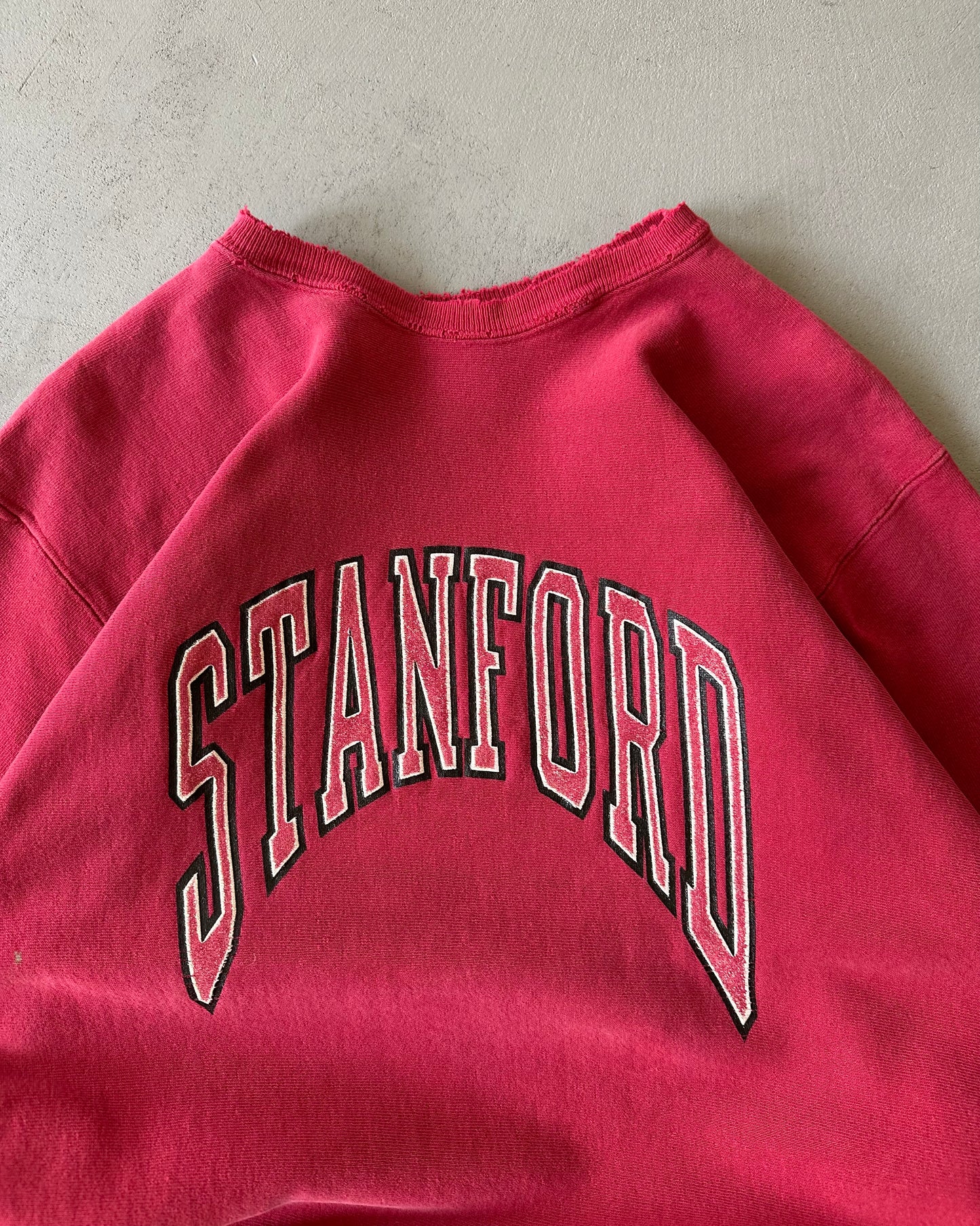 1990s - Distressed Red Stanford Crewneck - XL