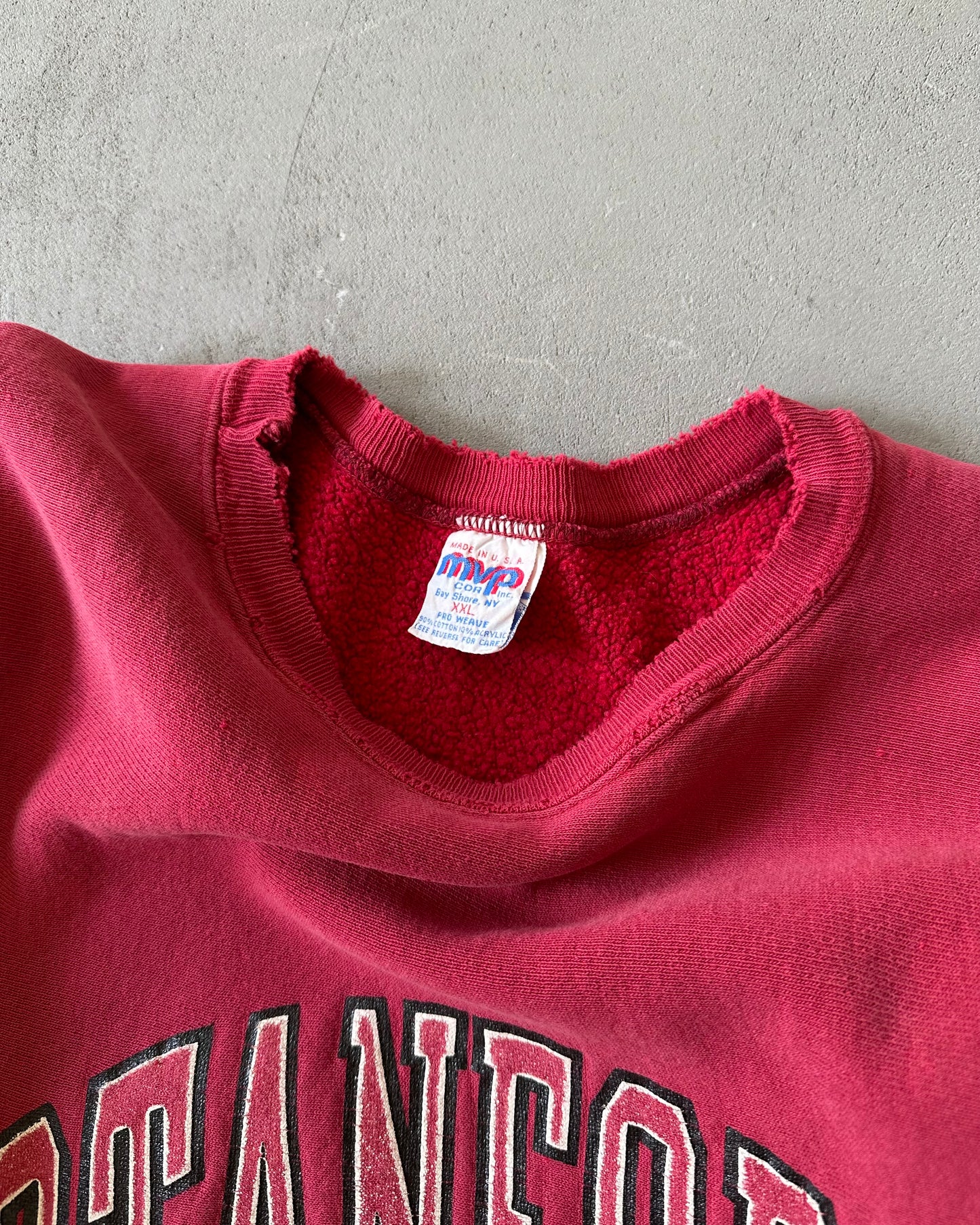 1990s - Distressed Red Stanford Crewneck - XL