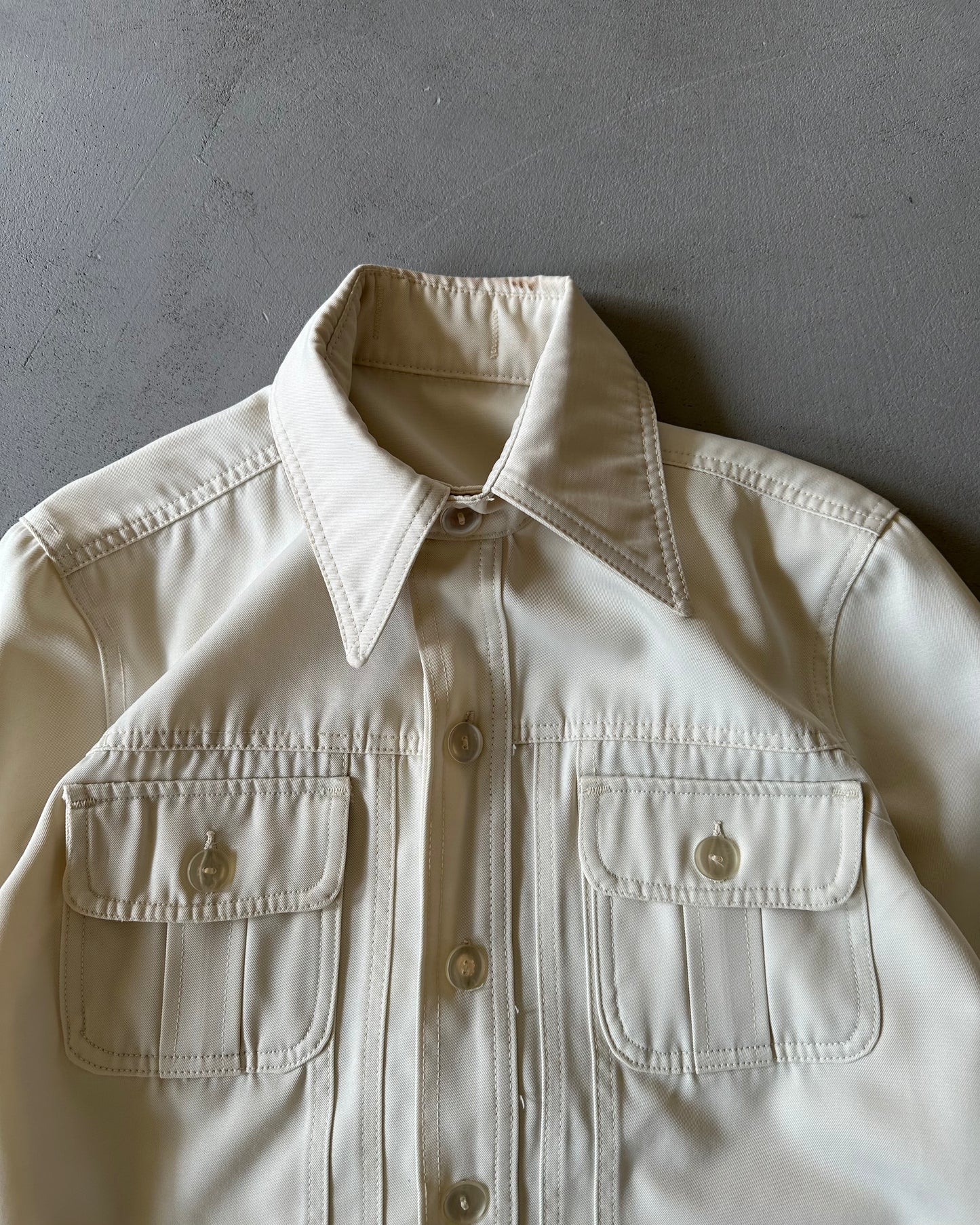 1970s - Cream Yoke Shirt - S/M