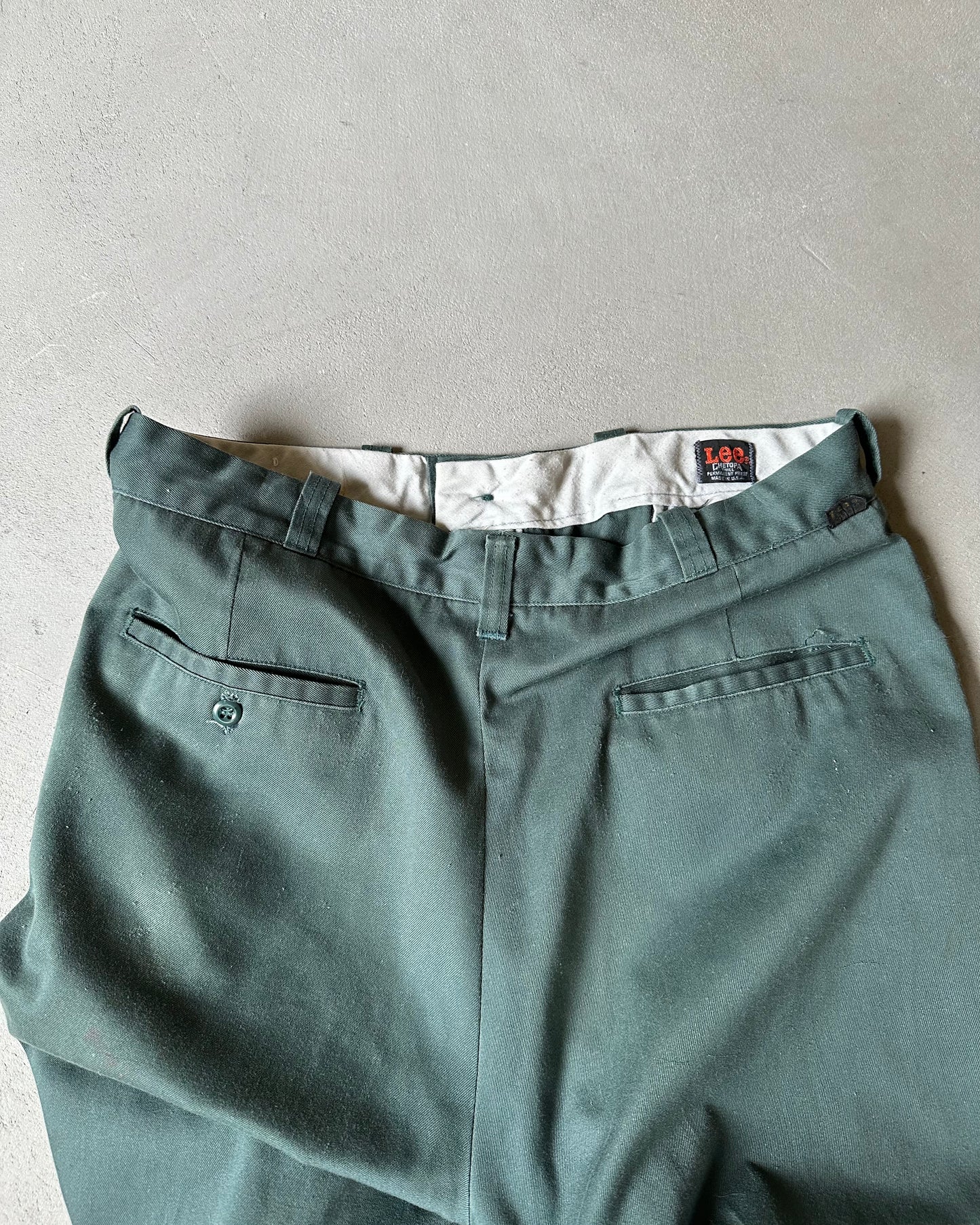 1970s - Distressed Green LEE Chetopa Twill Pants - 32x30