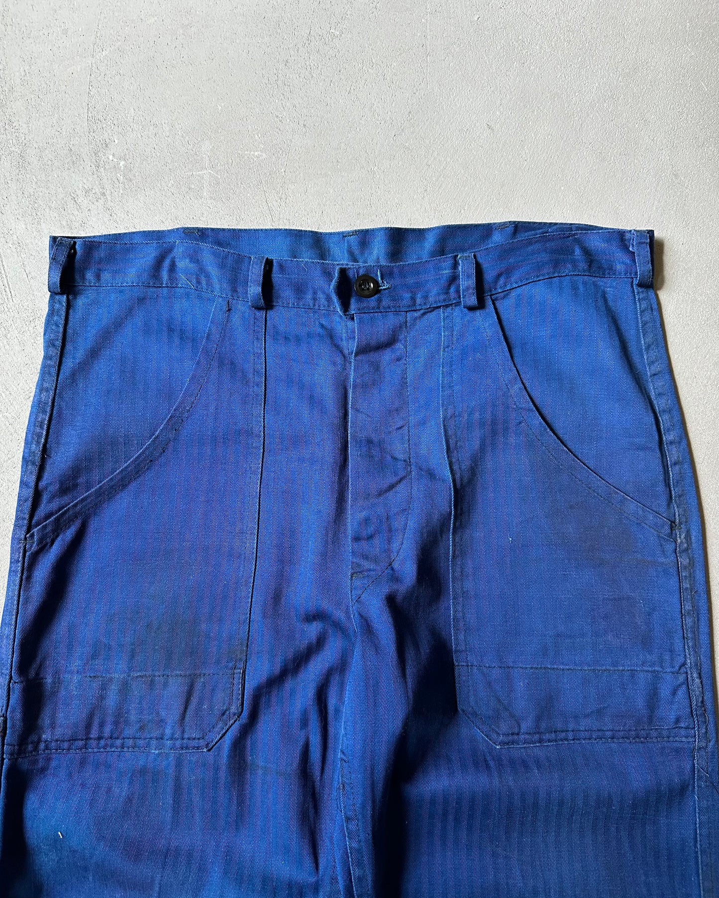 1970s - Distressed Blue HBT Fatigue Pants - 33x27