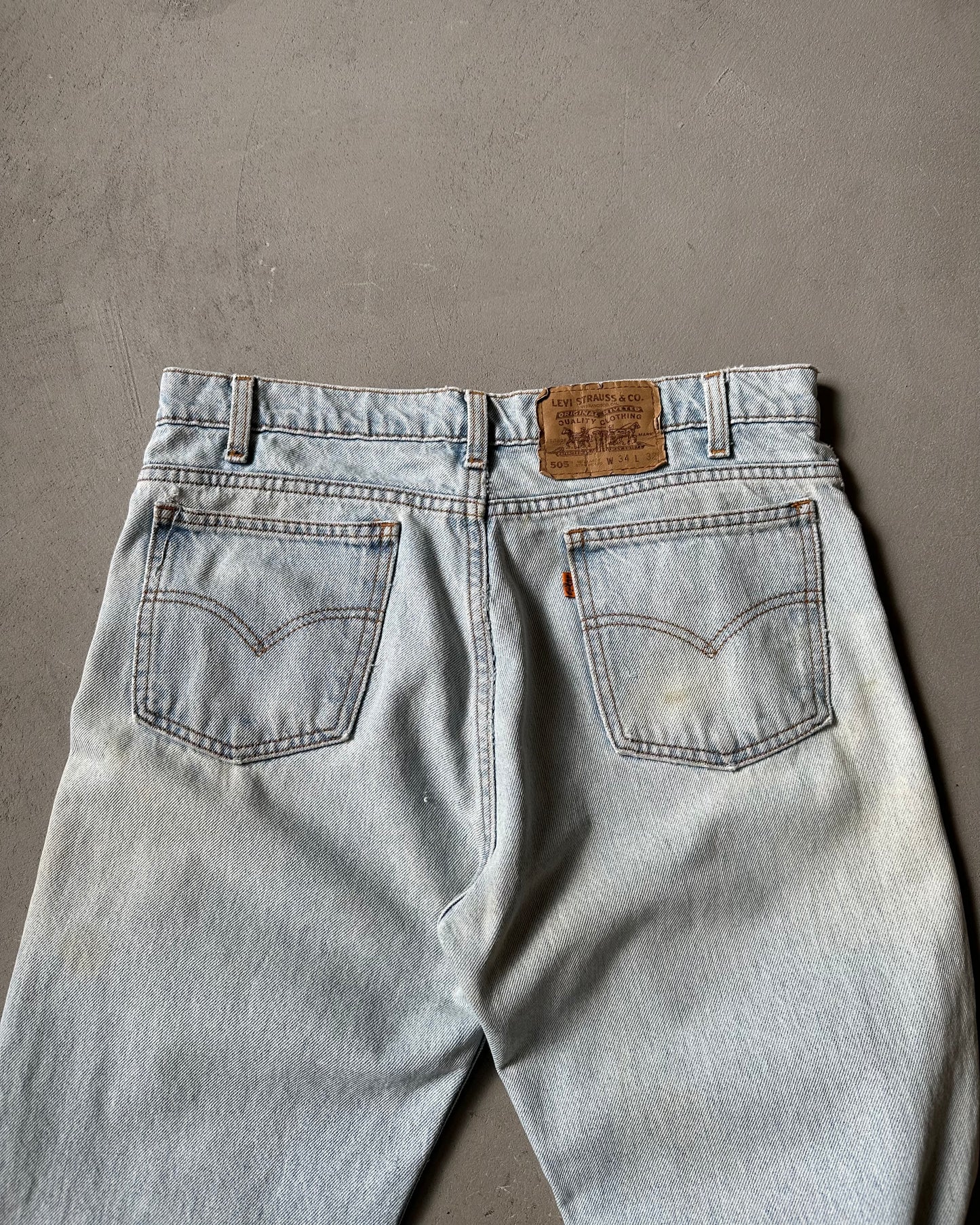 1990s - Distressed 505 Orange Tab Levi's Jeans - 33x31