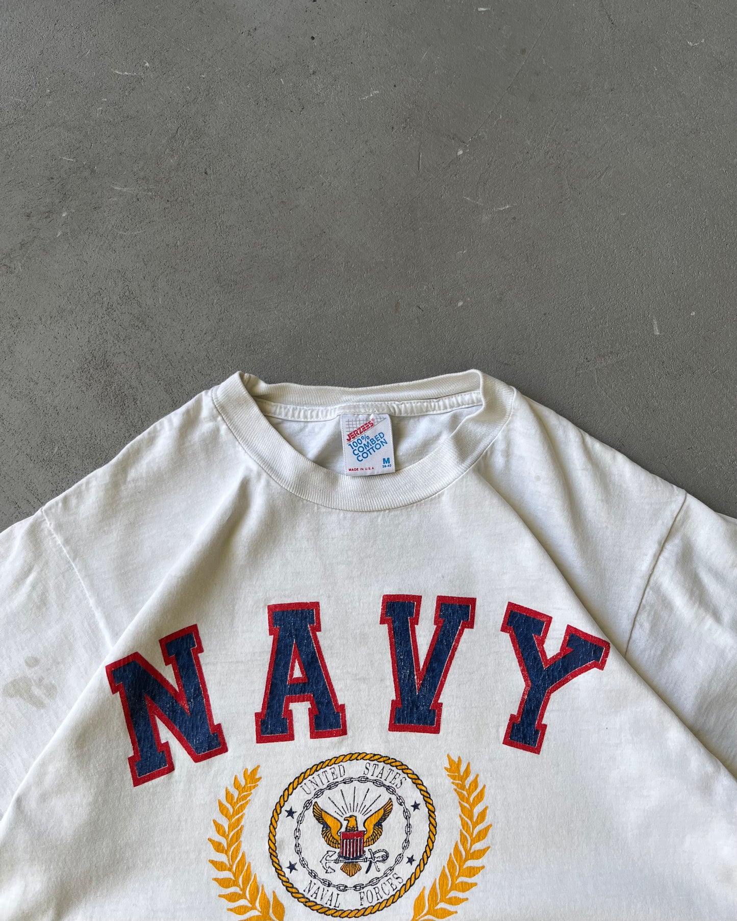 Années 90 - T-shirt en détresse Alumnus Marine Blanc - S