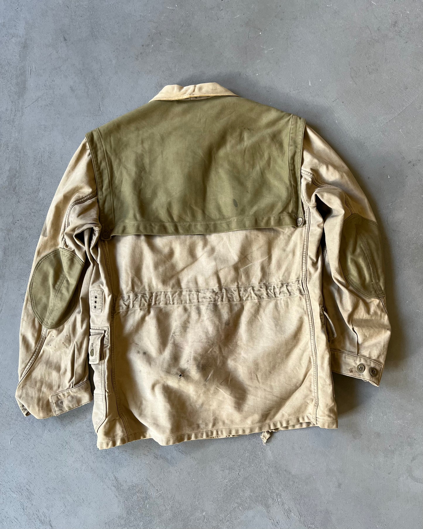 Années 60 - Veste militaire allemande en moleskine tannée vieillie - M