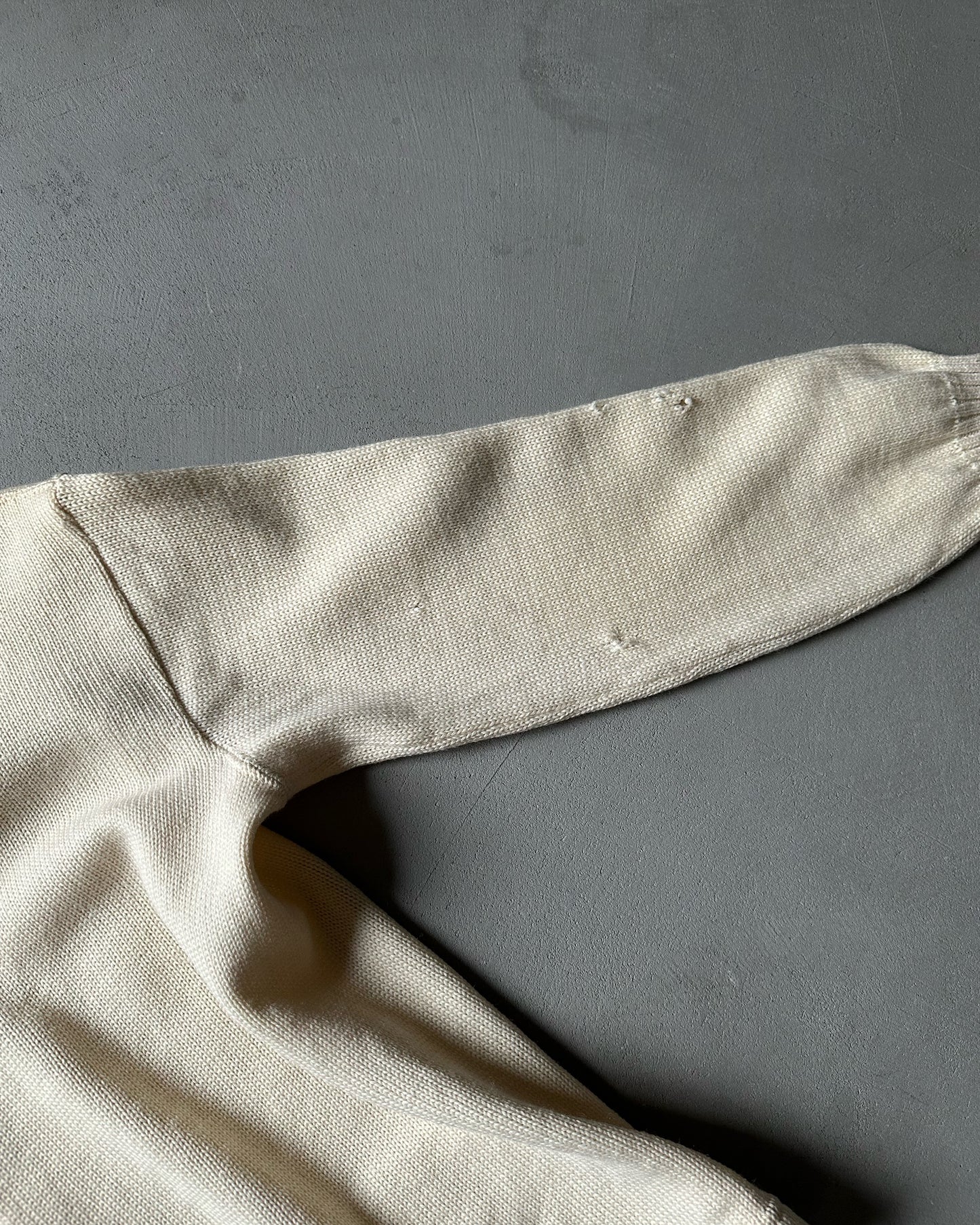 1960s - Distressed Cream Cropped Cardigan - M