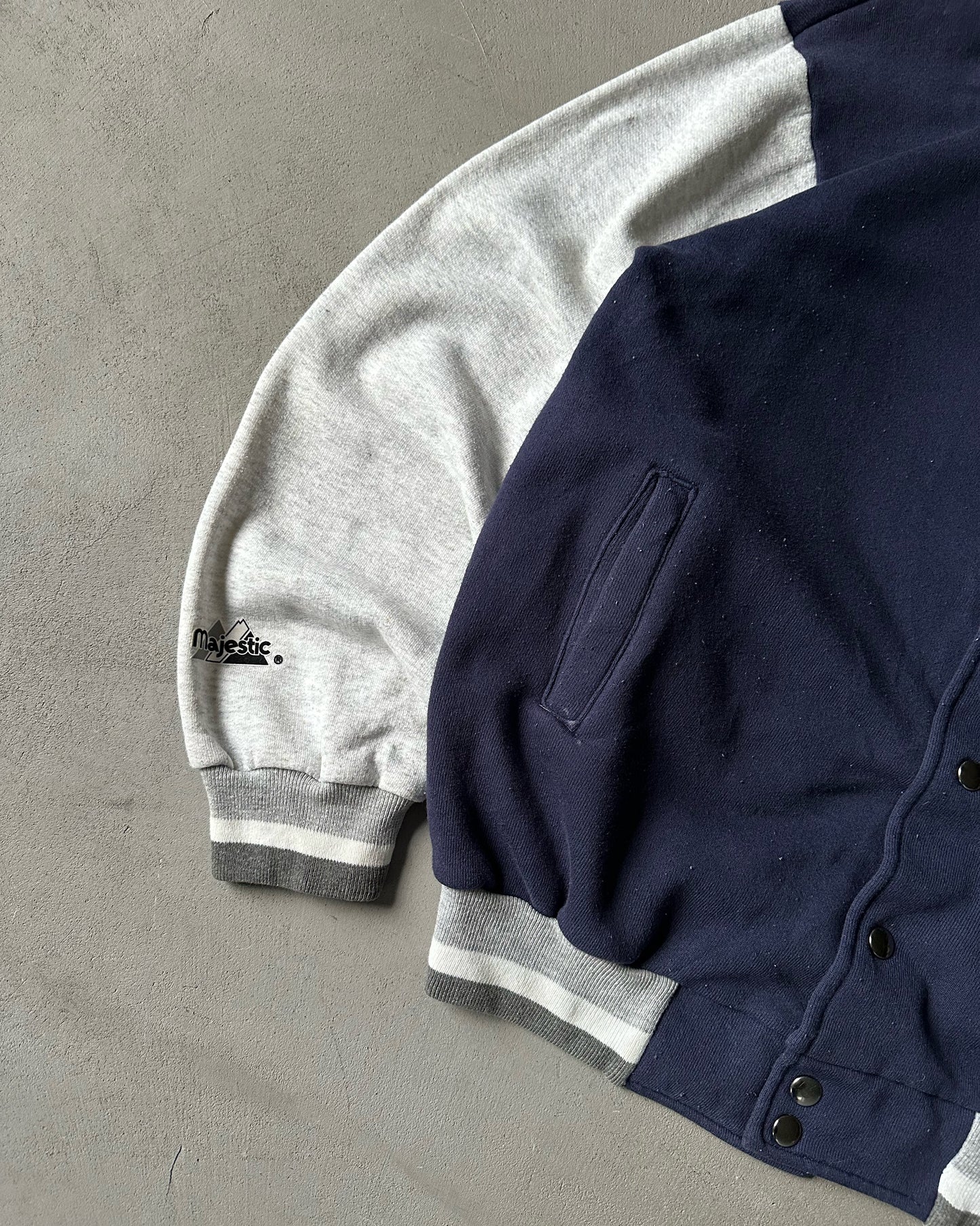 1990s - Navy/Grey Yankees Varsity Sweatshirt - L