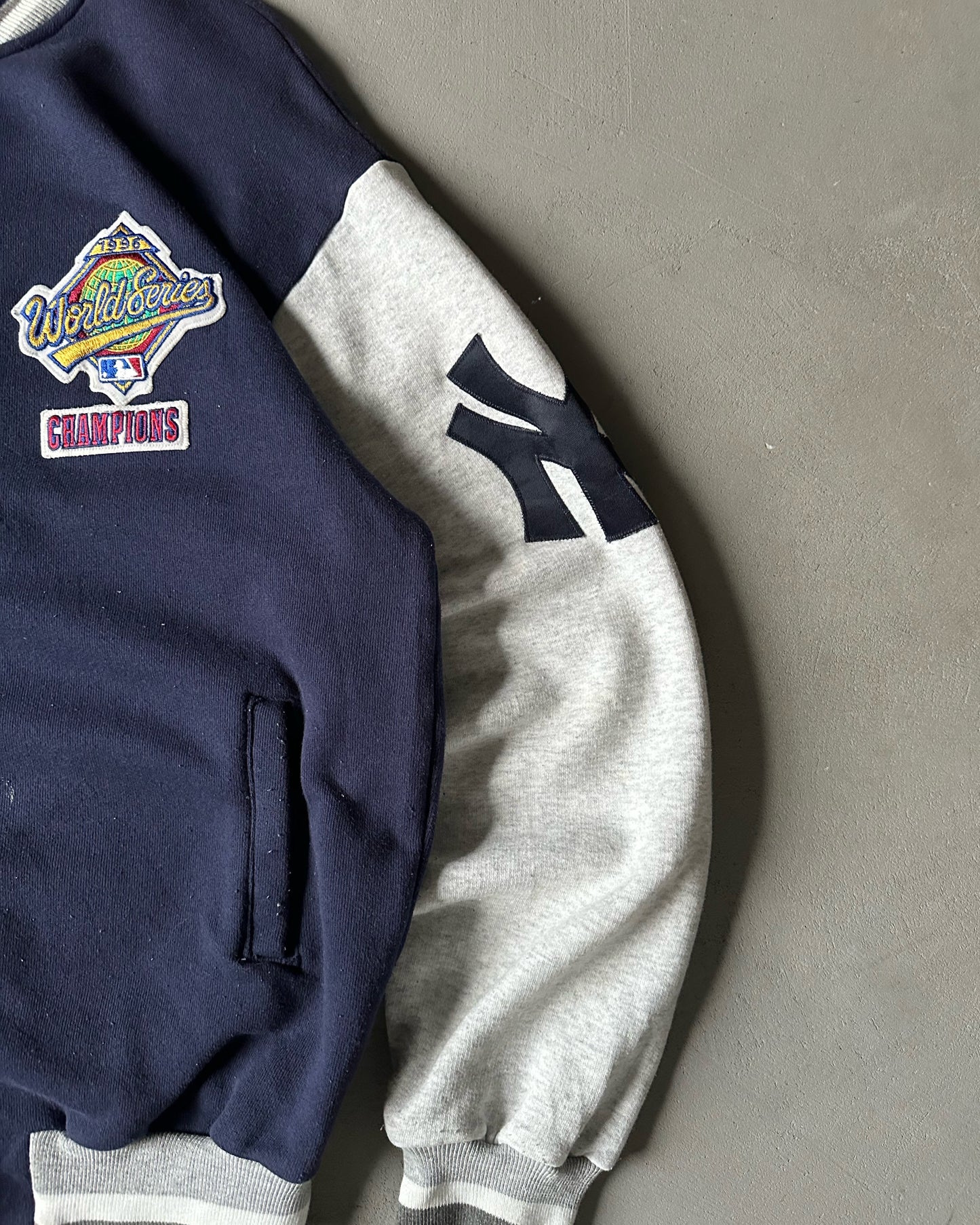 1990s - Navy/Grey Yankees Varsity Sweatshirt - L
