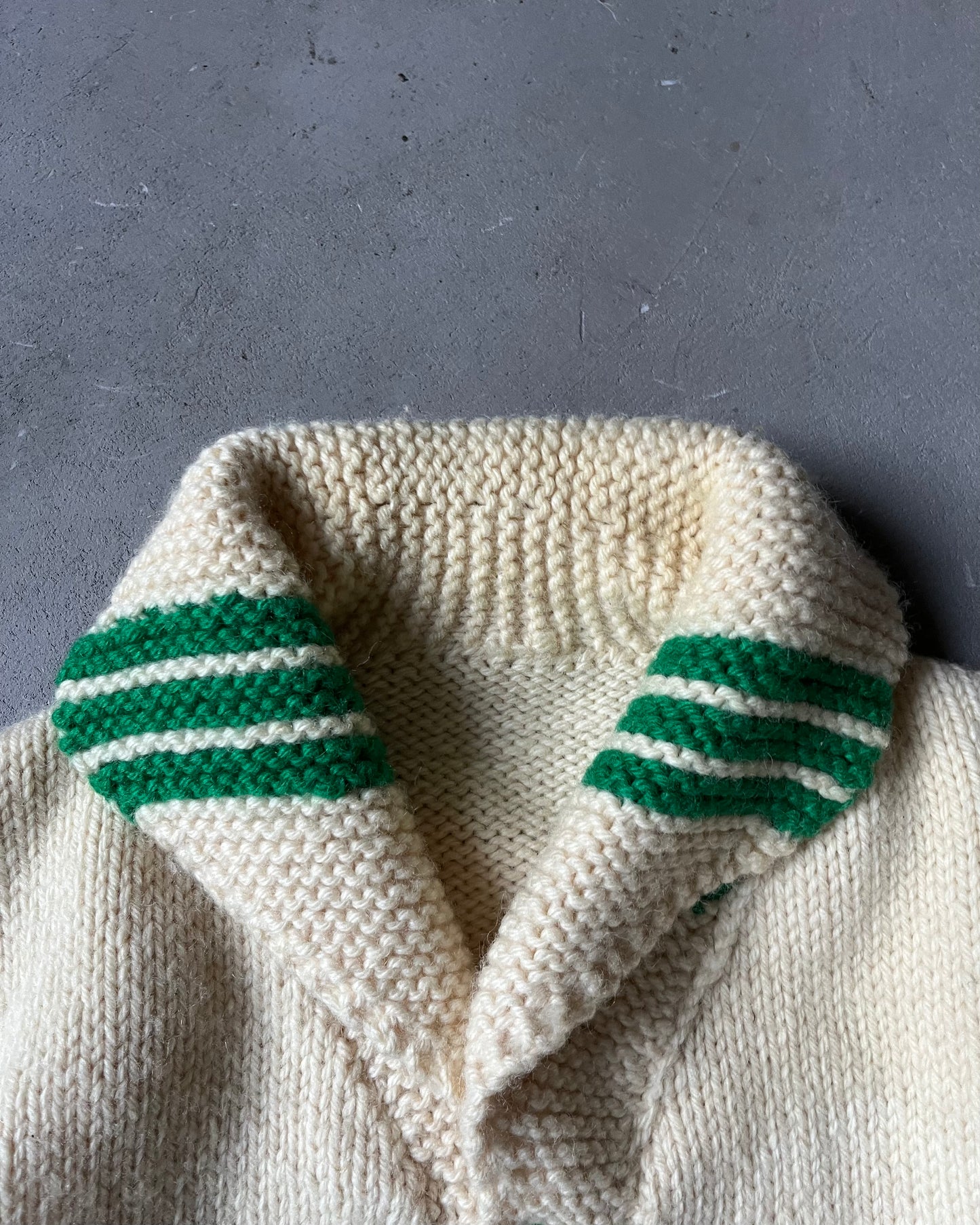 Années 60 - Pull Cowichan Crème/Vert - XL