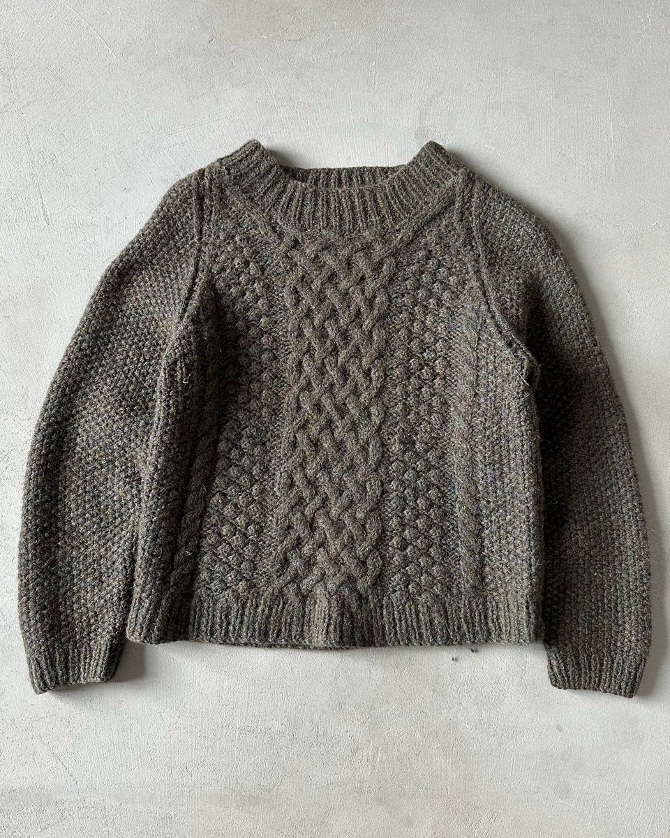 1990s - Khaki Cableknit Wool Sweater - (W)XS – The Thirteen Club