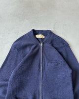 1960s - Navy Wool Zip Sweater - XS
