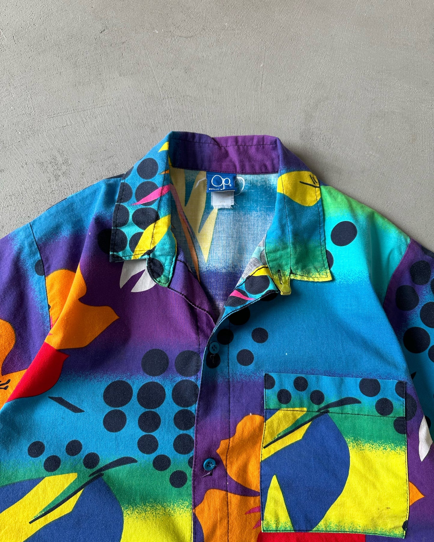 1980s - Blue/Green Art OP Shirt - S