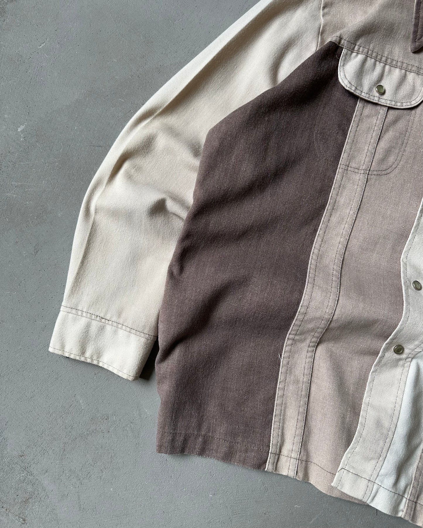 1970s - Brown/Beige Patchwork Western Overshirt - XL
