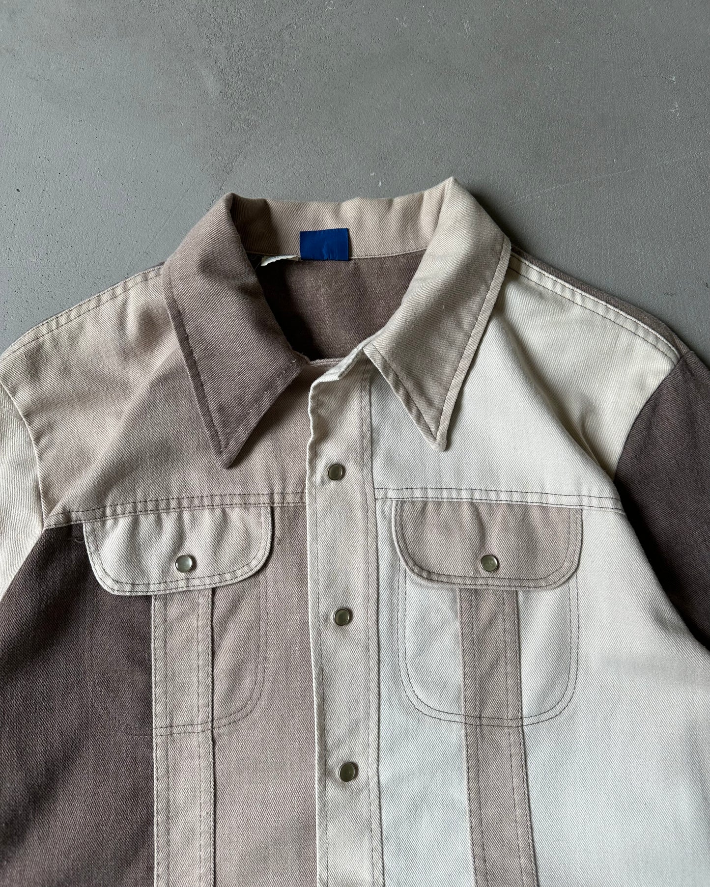 1970s - Brown/Beige Patchwork Western Overshirt - XL