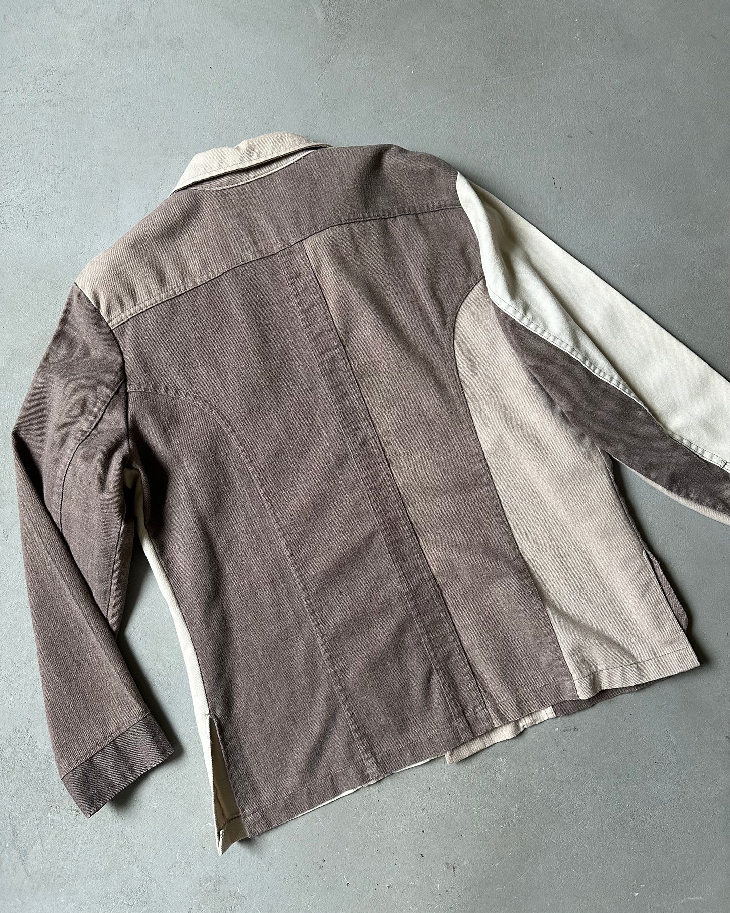 1970s - Brown/Beige Patchwork Western Overshirt - XL