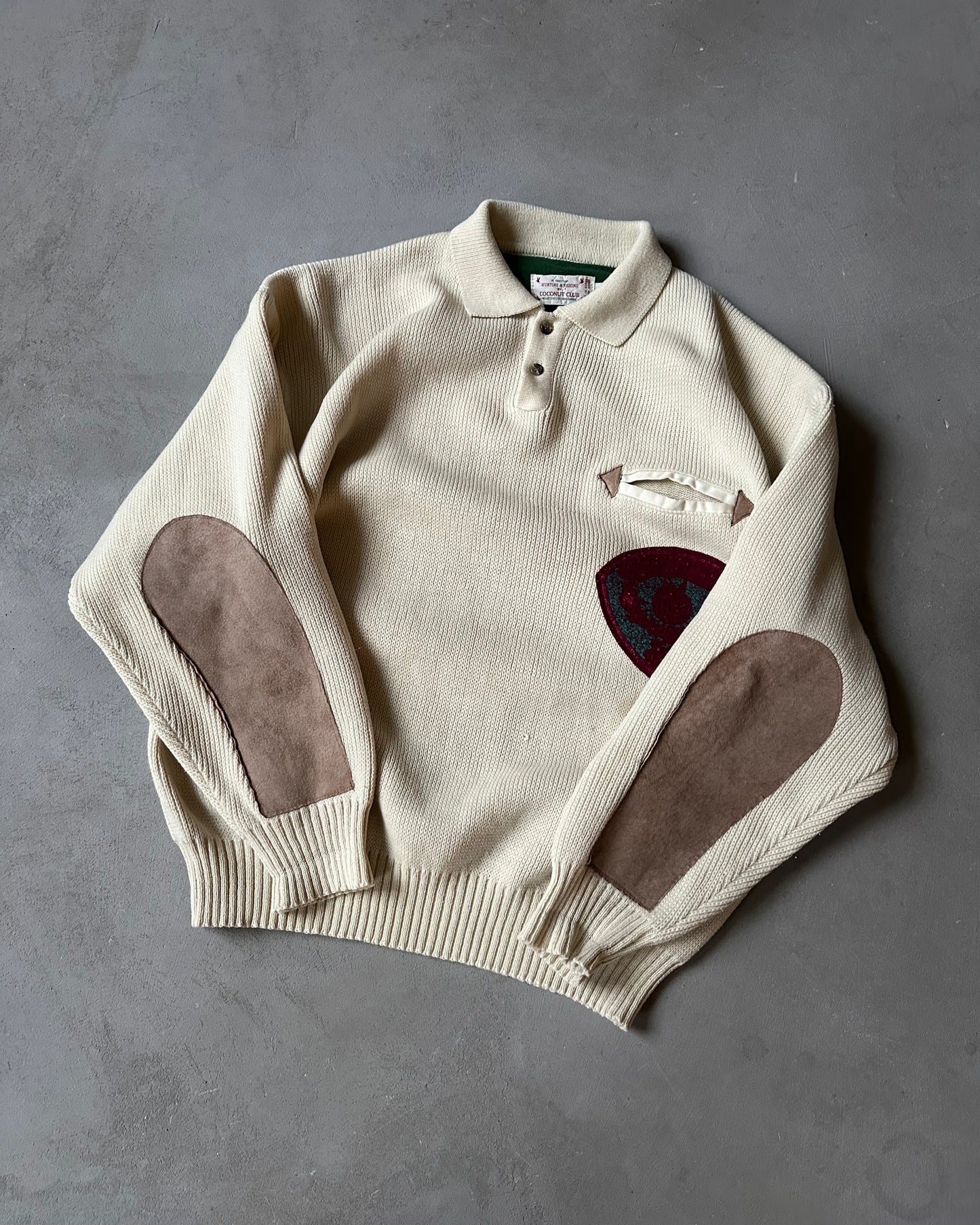 1990s - Cream Coconut Club Polo Sweater - M