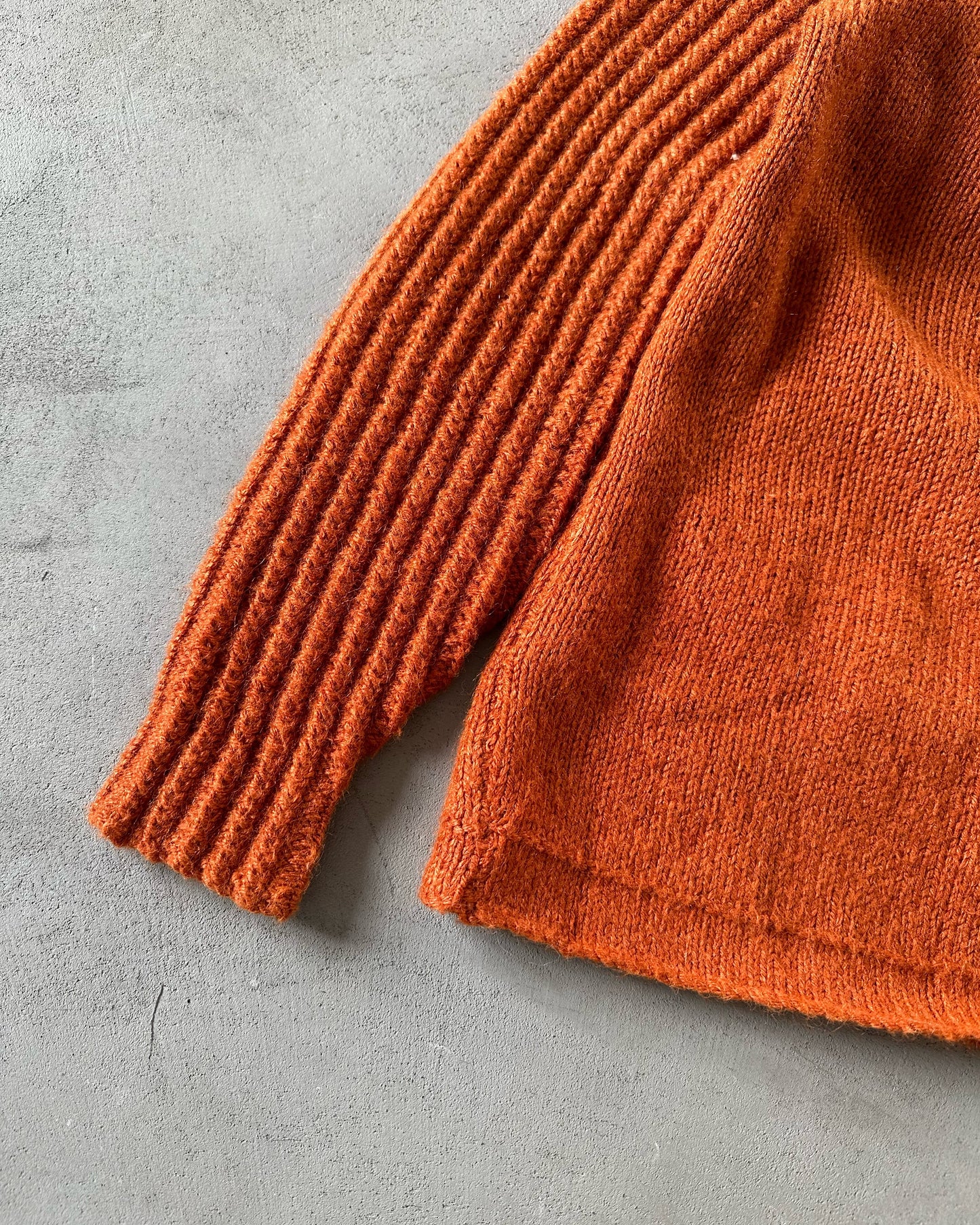 1970s - Orange Wool Zip Sweater - (W)S