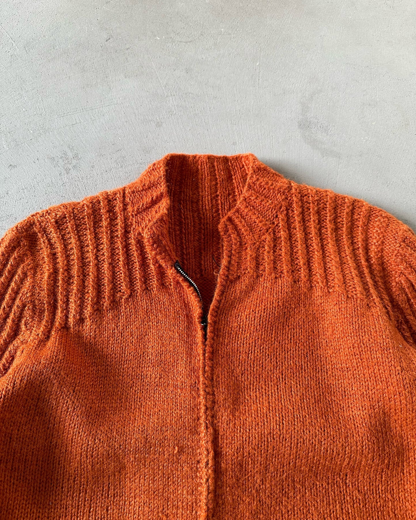1970s - Orange Wool Zip Sweater - (W)S
