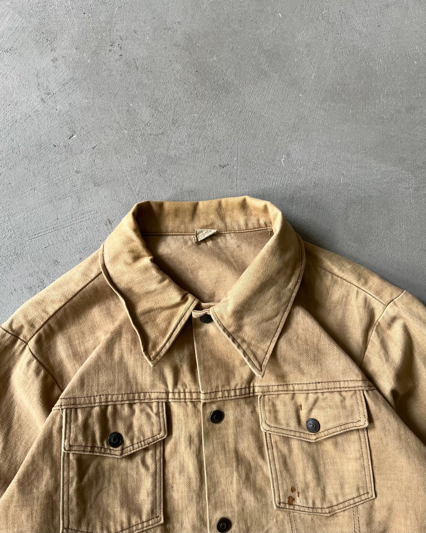 Années 70 - Veste Trucker en Moleskine Coyote - T.M.