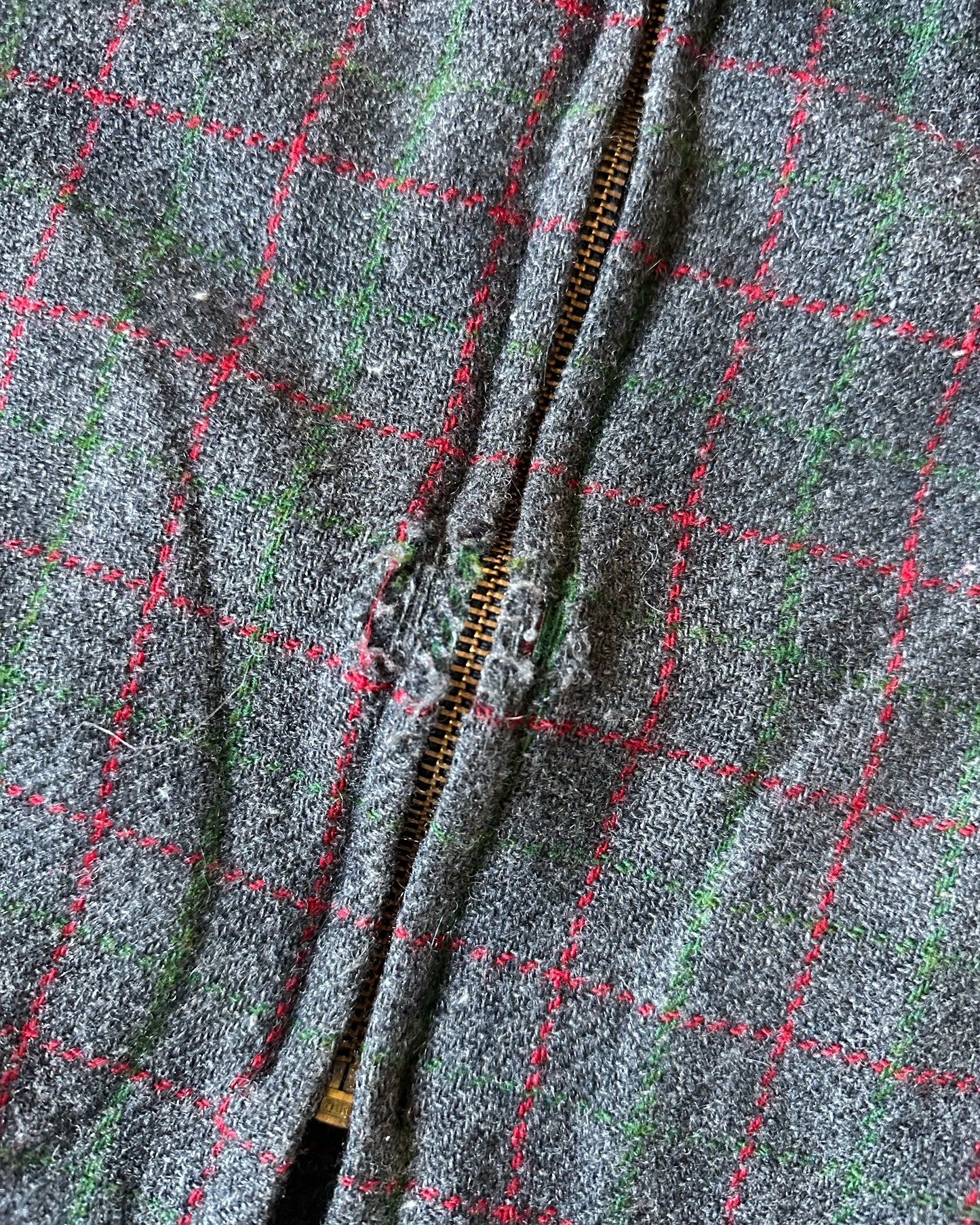 1960s - Distressed Charcoal/Green Johnson Wool Jacket - L