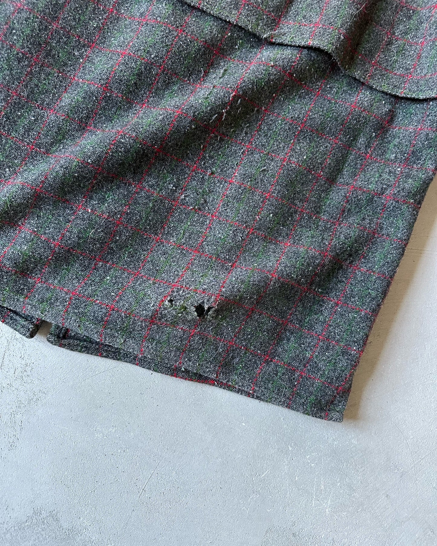 1960s - Distressed Charcoal/Green Johnson Wool Jacket - L