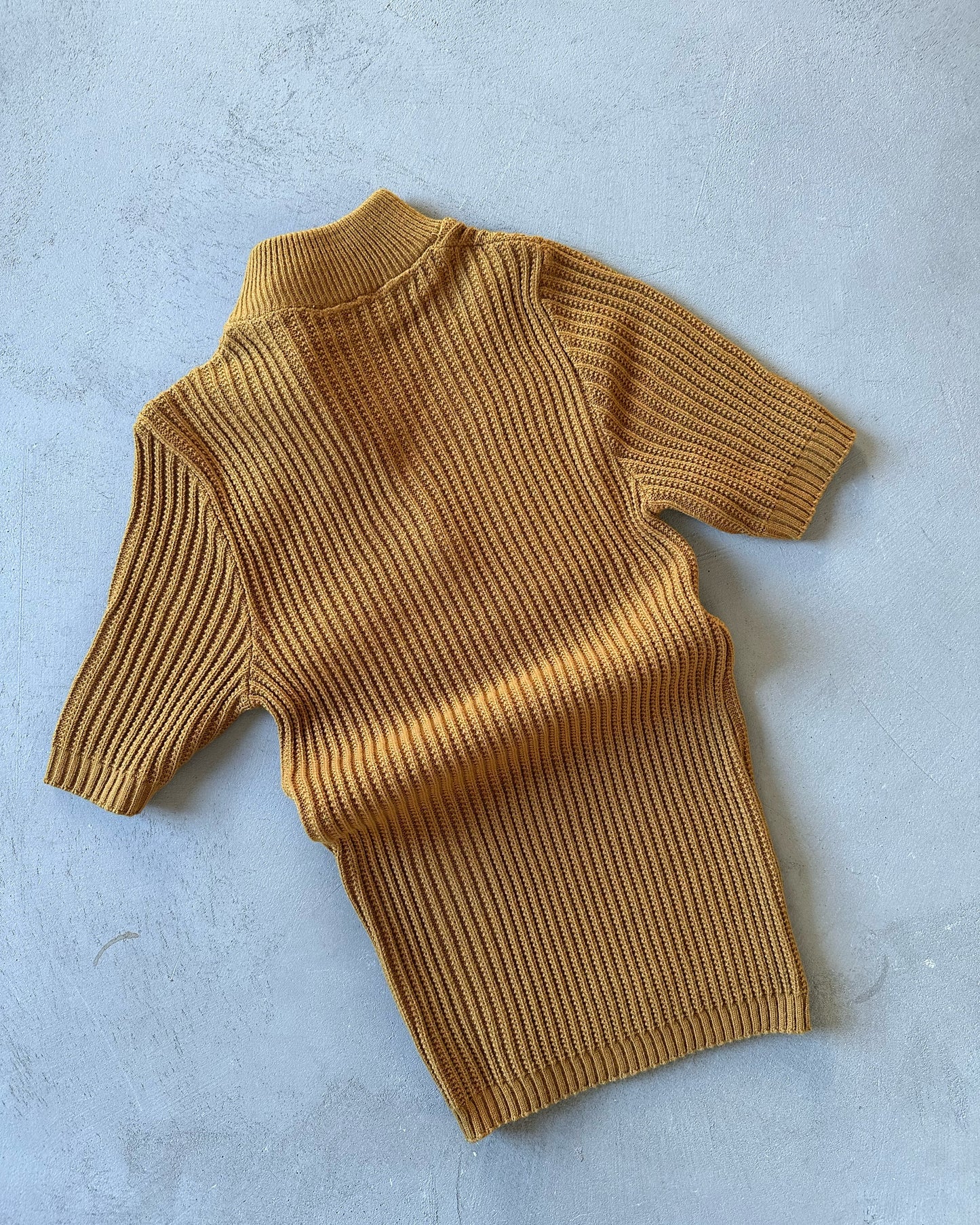 1960s - Mustard 1/4 Zip Women's Knit Top - (W)S
