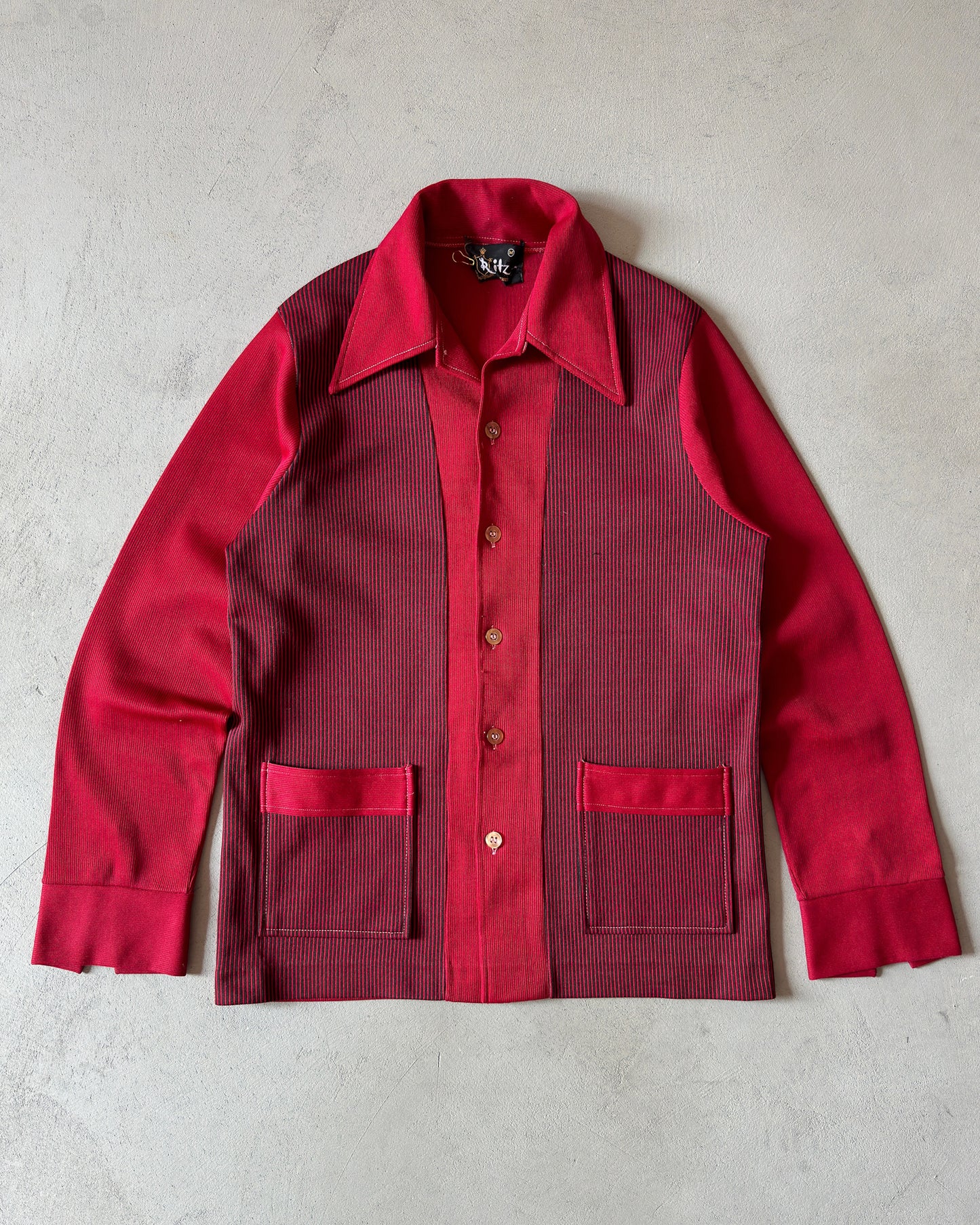 1960s - Red Striped Longsleeve Cardigan - S