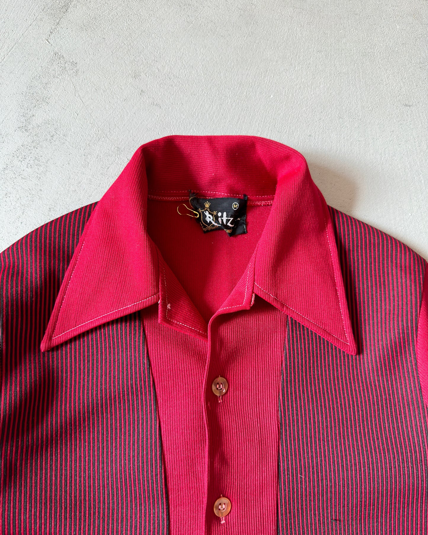 1960s - Red Striped Longsleeve Cardigan - S