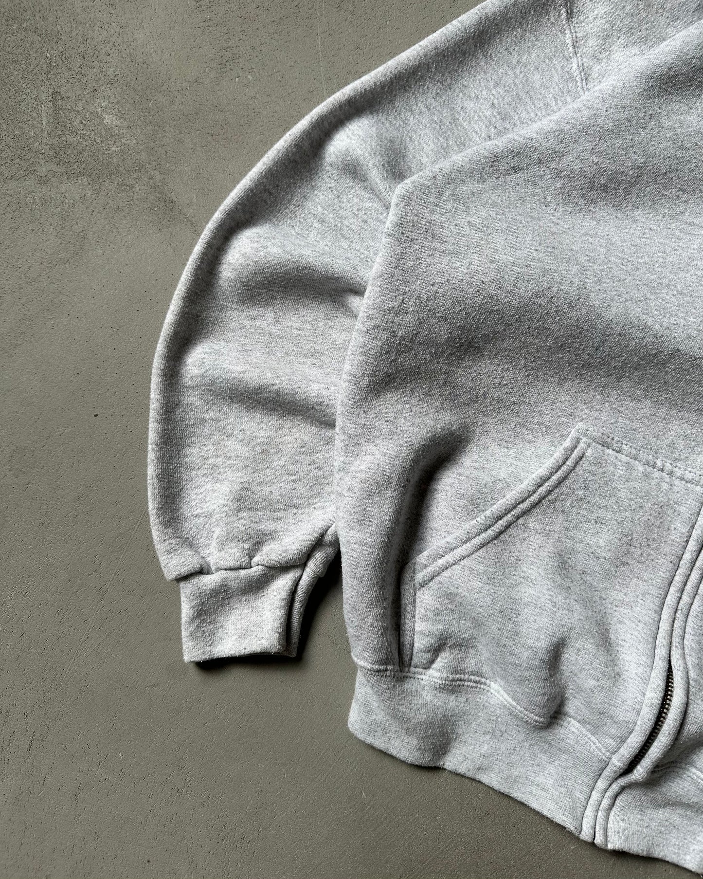 1990s - Ash Grey Zip Up Hoodie - S/M