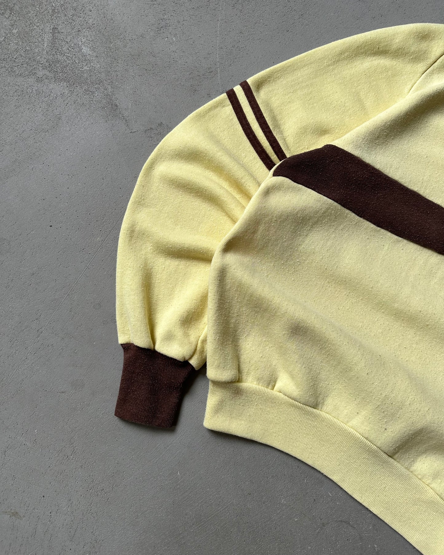 1970s - Yellow/Brown V Sweater - XS