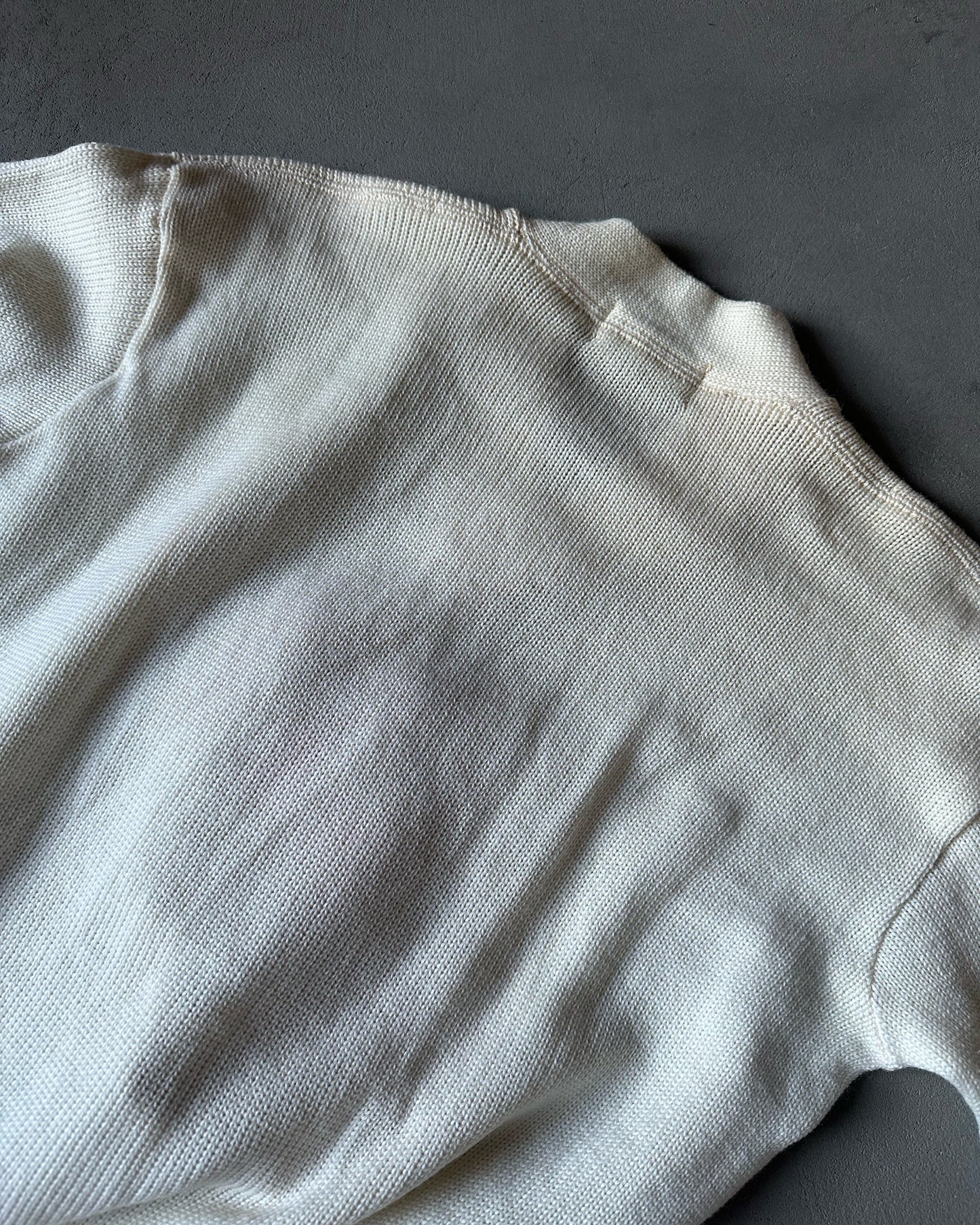 1960s - Cream "F" Letterman Sweater - L