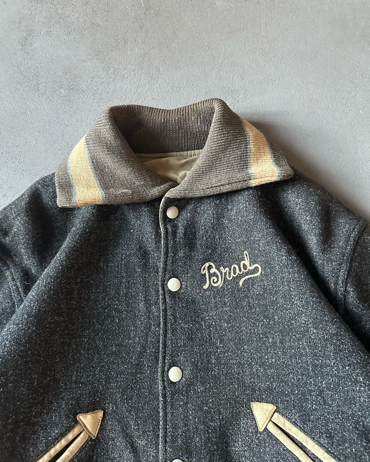 1960s - Charcoal Muhlenberg Reversible Varsity Jacket - S/M