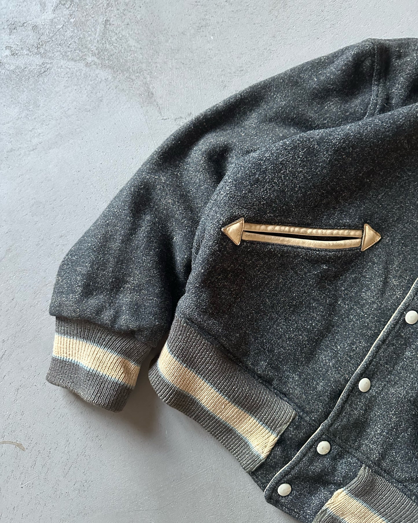 1960s - Charcoal Muhlenberg Reversible Varsity Jacket - S/M