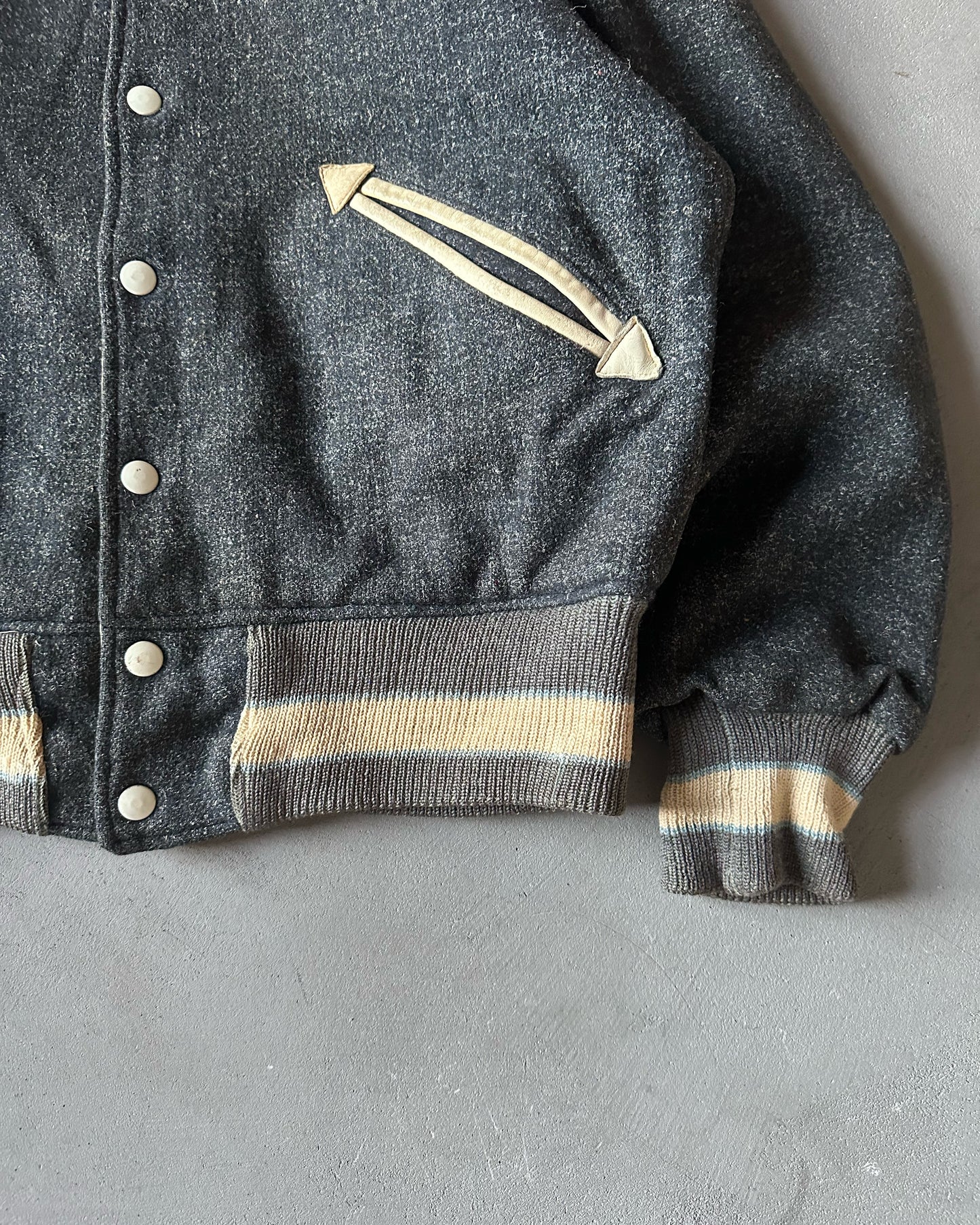 1960s - Charcoal Muhlenberg Reversible Varsity Jacket - S/M
